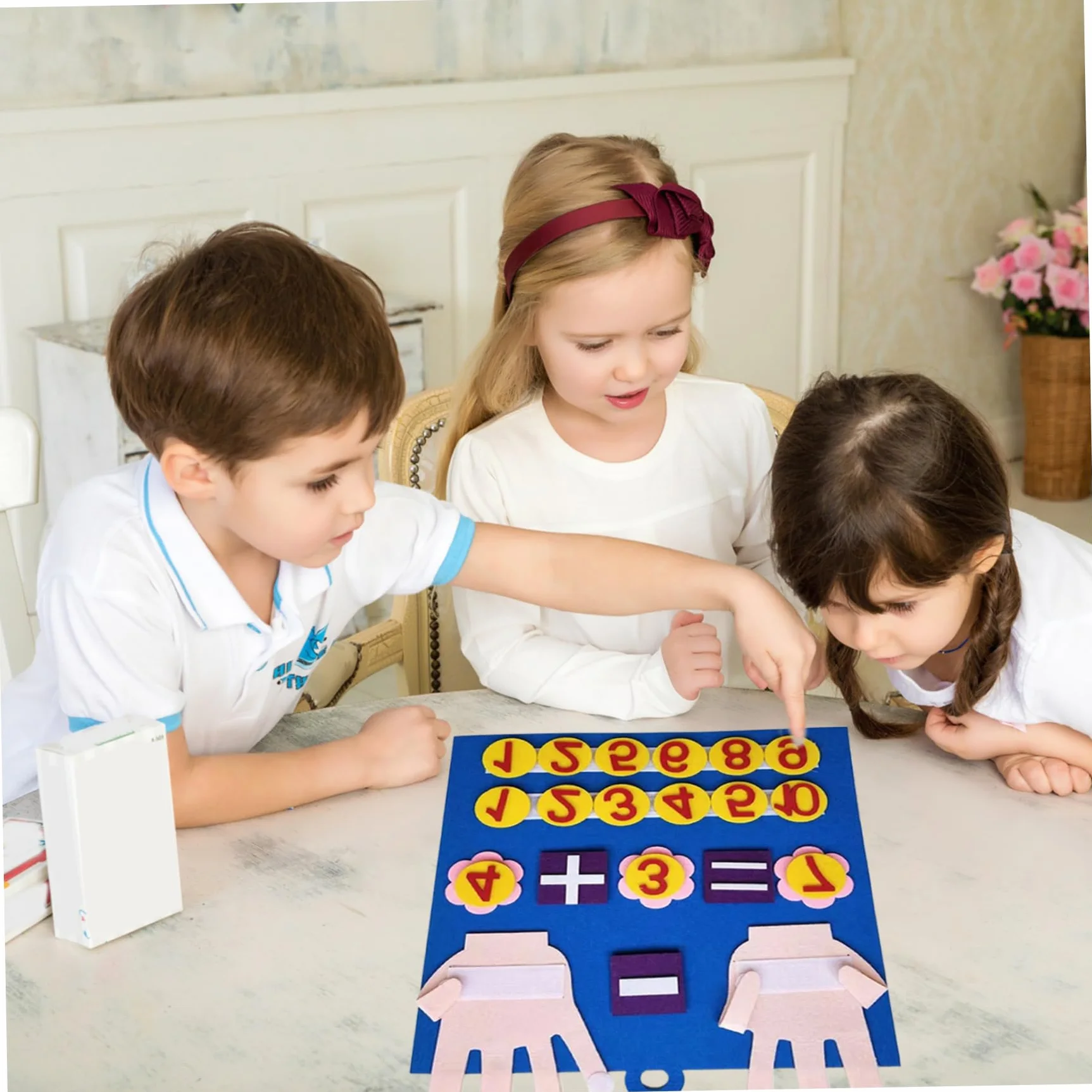 Numeri da dito in feltro Giocattolo matematico per bambini Divertimento carino Educazione precoce Giocattoli di conteggio con anello per appendere Giocattoli di apprendimento vibranti fai-da-te Attiv