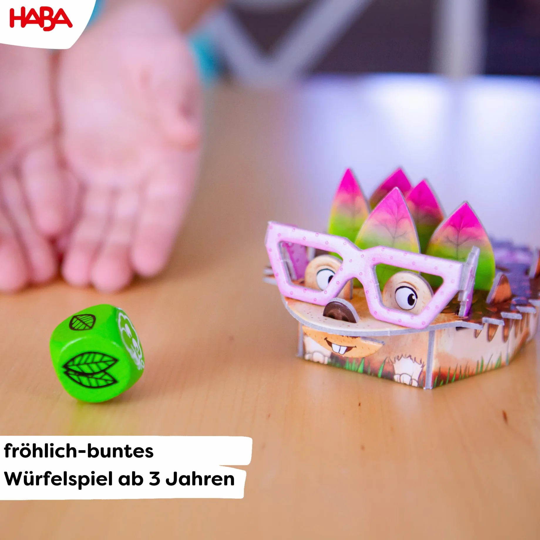 HABA Riccio – Gioco di dadi e memo per bambini dai 3 anni in su, gioco per 2-4 giocatori, con ricci 3D e foglie a incastro, promuove abilità motorie e concentrazione, 1305587001