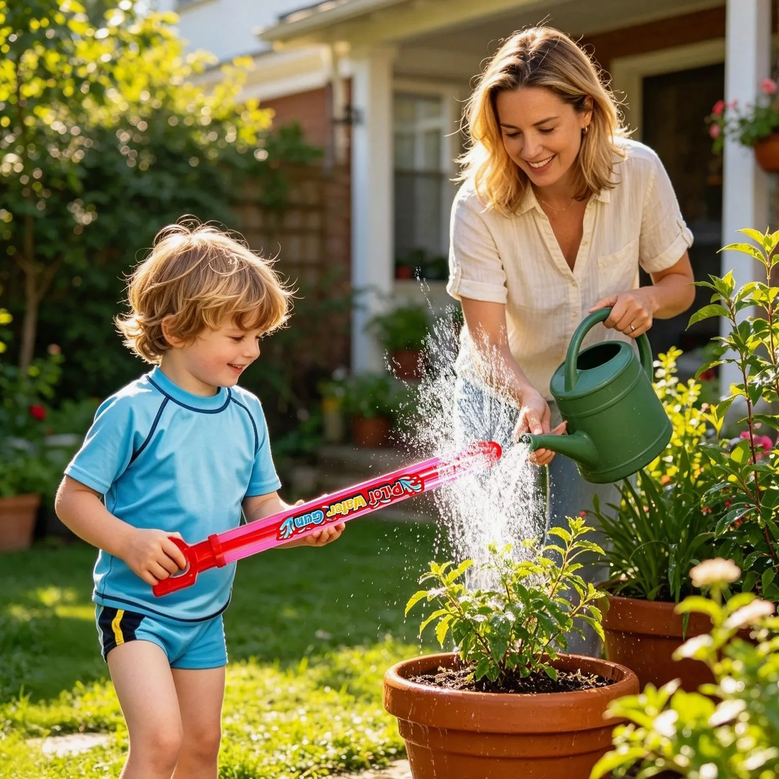 Spruzzatore Acqua 2 Pezzi Grandi Estraibili Interattivi | Pistola ad Acqua Estiva per Bambini per Uomo Donna Giardino Piscina Spiaggia Festa Bagno All'Aperto