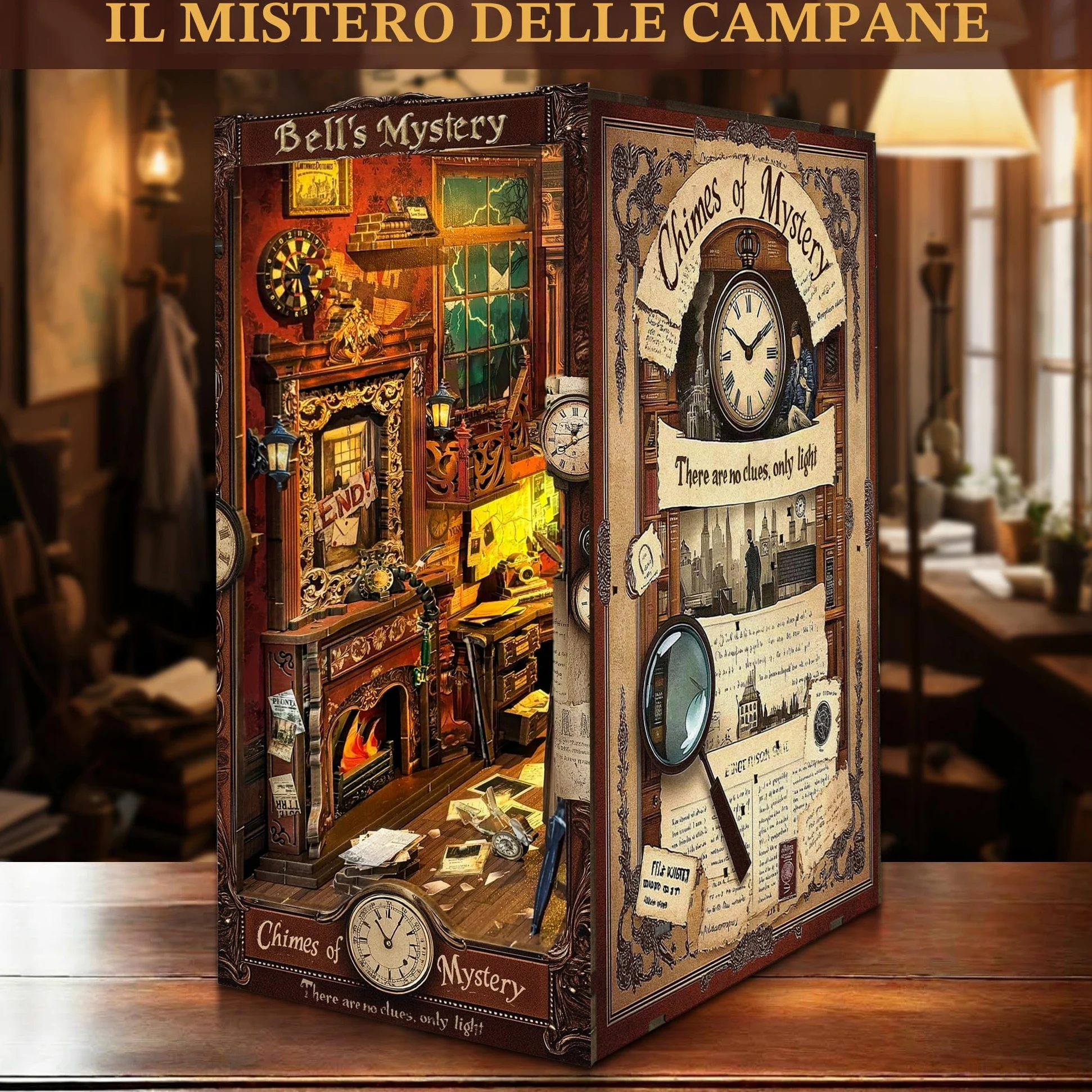 CRIOLPO Kit Book Nook DIY per Adulti - Casa in Miniatura con Luci LED da Montare, Modellismo 3D Creativo per Decorare Librerie - Regalo Originale per Appassionati di Fai da Te