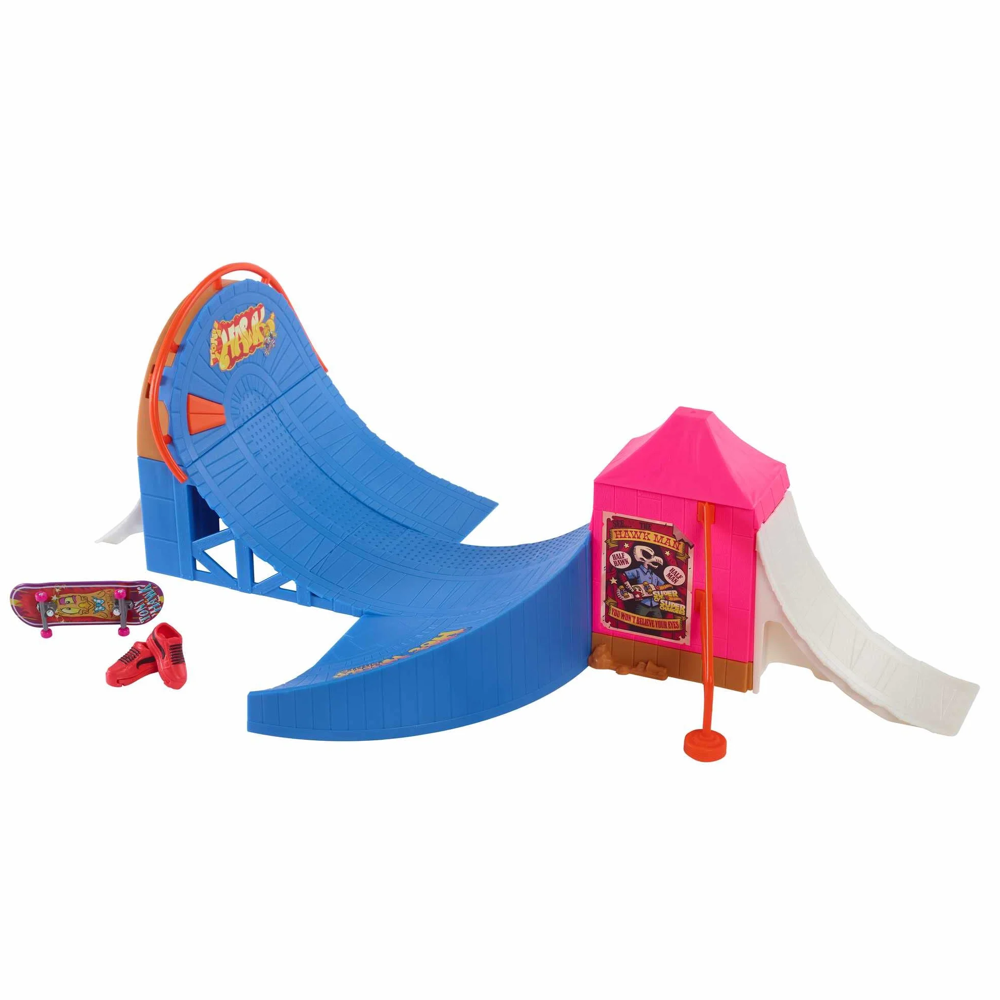 Hot Wheels Skate - Set parco Divertimenti Skateboard, include 1 fingerboard Tony Hawk in esclusiva e 1 paio di scarpe da skate, con suoni attivati dai bambini, giocattolo per bambini, 5+ anni, HGT95