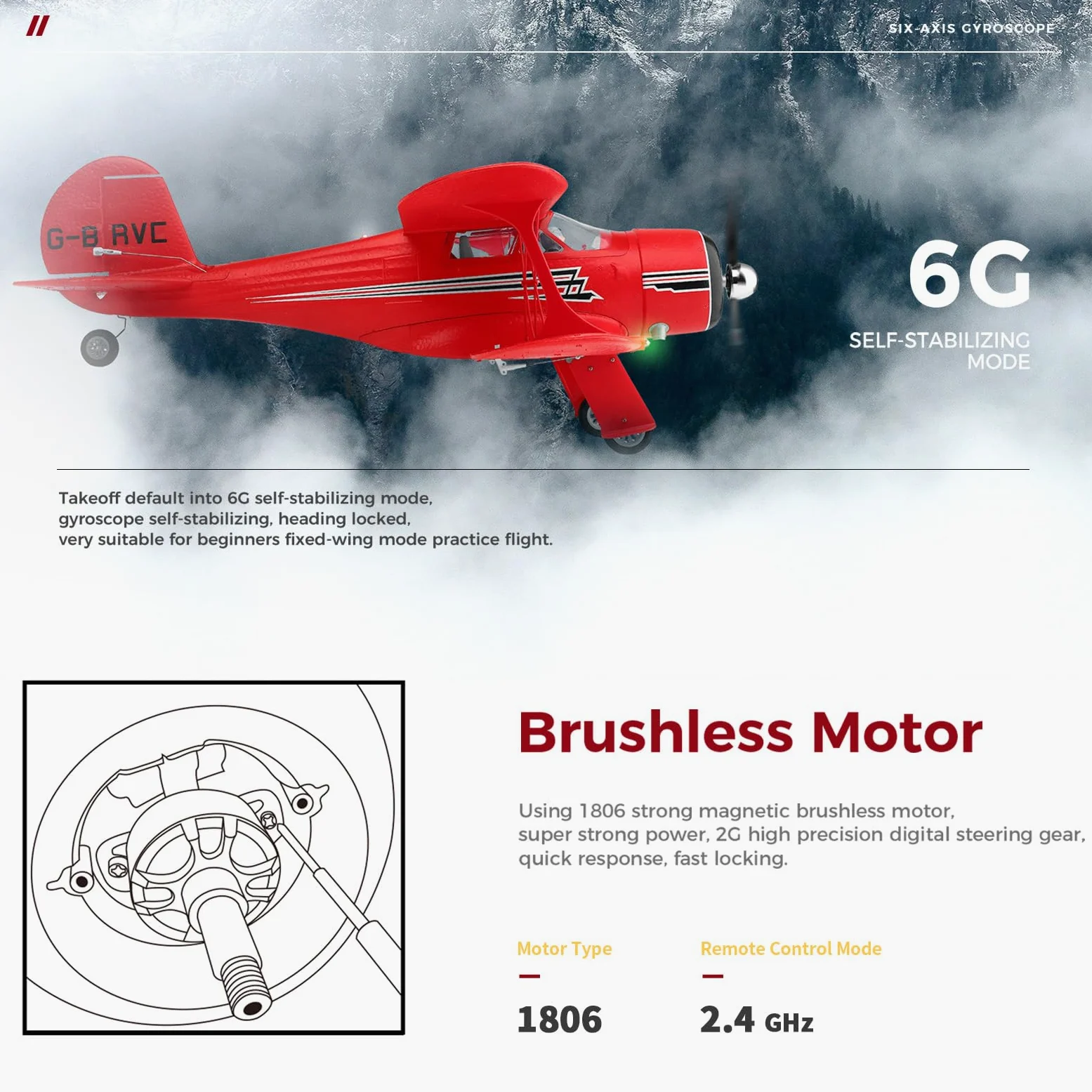 RC Aereo Wltoys A300 Aereo radiocomandato 2,4 GHz giroscopio a 6 assi 6 g volo orizzontale 3D stunt luci LED allarme batteria scarica regalo per bambini adulti rosso