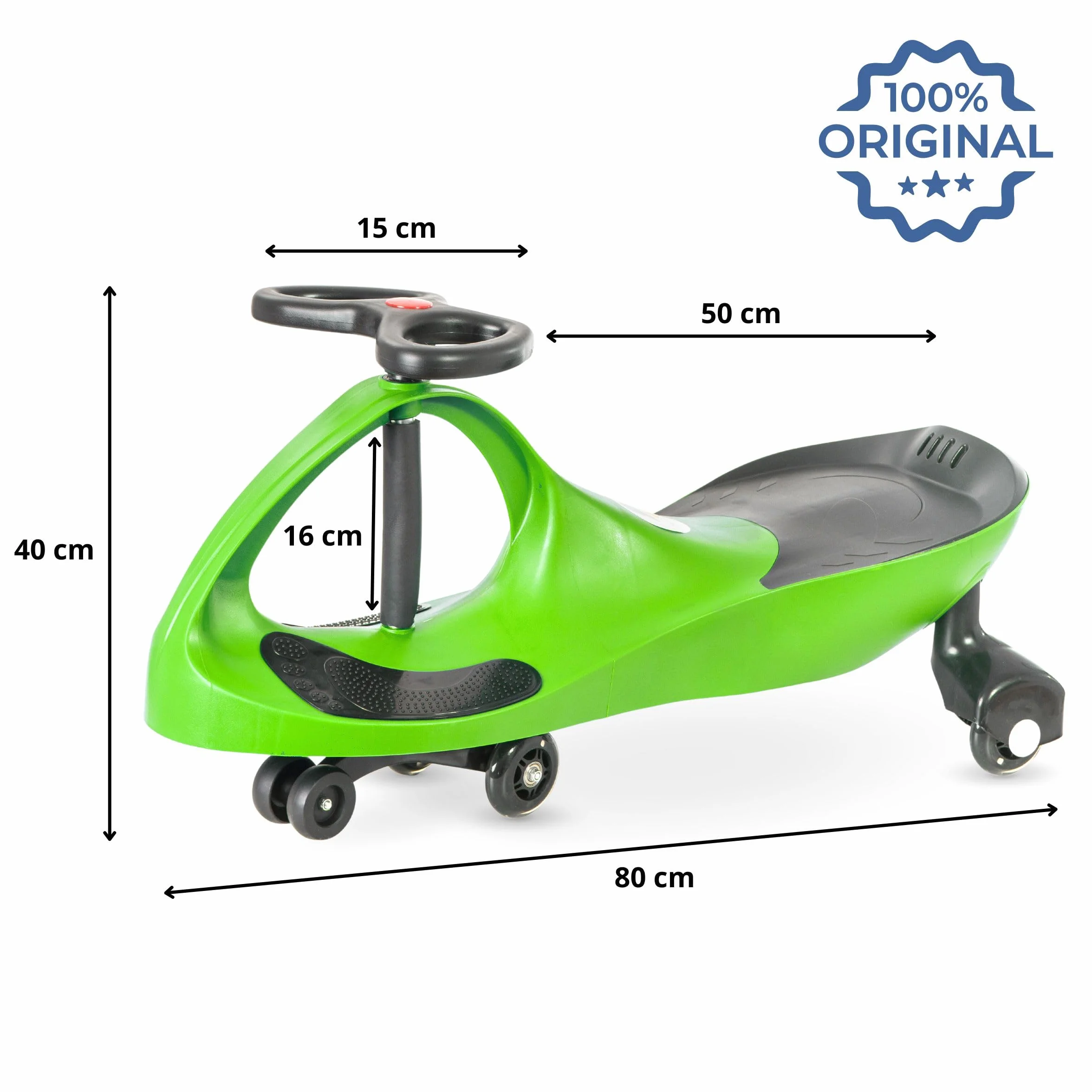 Twistcar Macchina per Bambini senza Pedali, Volante 360°, Ruote in Gomma, Verde, Portata 120 kg
