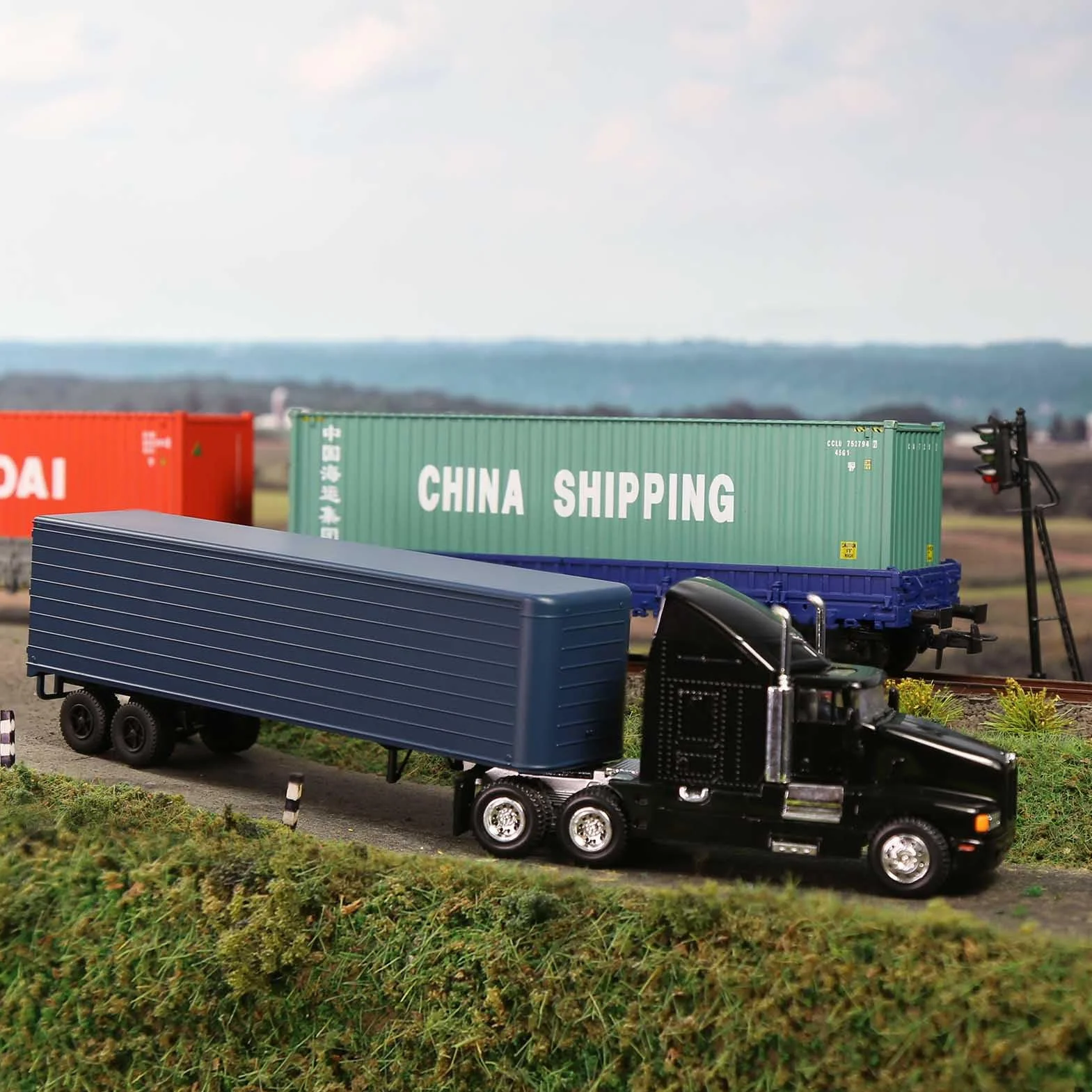 C8765 2 unità rimorchi HO scala 1:87 modello rimorchio per modellismo ferroviario trattore (blu scuro)