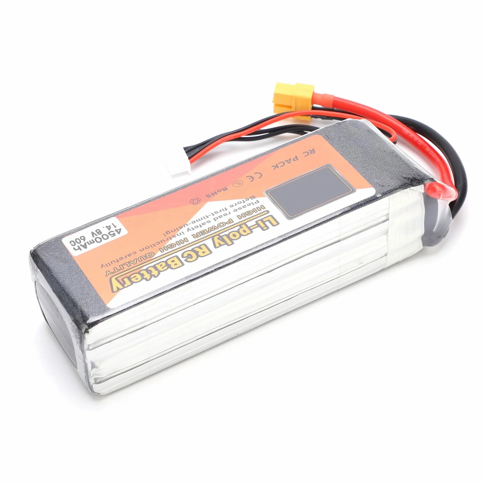 Cryfokt Batteria Lipo da 14,8 V 4500 MAh Batteria RC Durevole Ad Alte Prestazioni per Auto RC Barche Droni 135x42x35mm