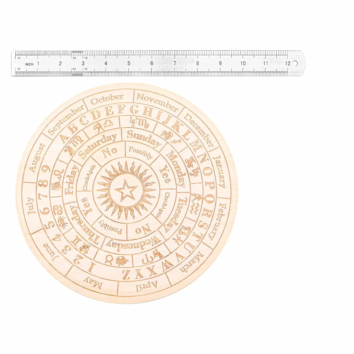 Tavola del Pendolo in Legno Stella 25 cm Kit Divinazione con Collana Cristallo Bacchetta da Rabdomante