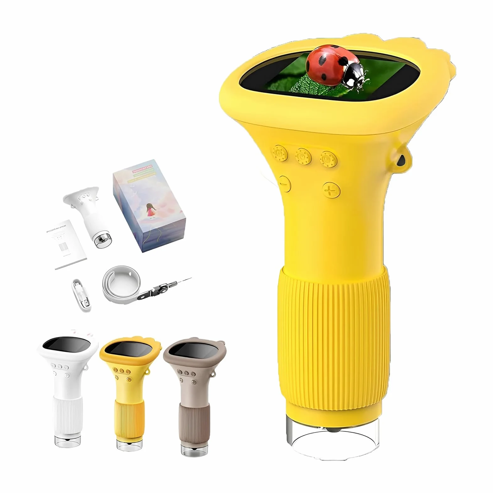 Mini microscopio digitale 2026 per bambini, 1000 x microscopio portatile USB, fotocamera HD tascabile per studenti, laboratorio, esperimenti scientifici, strumento STEM educativo bianco