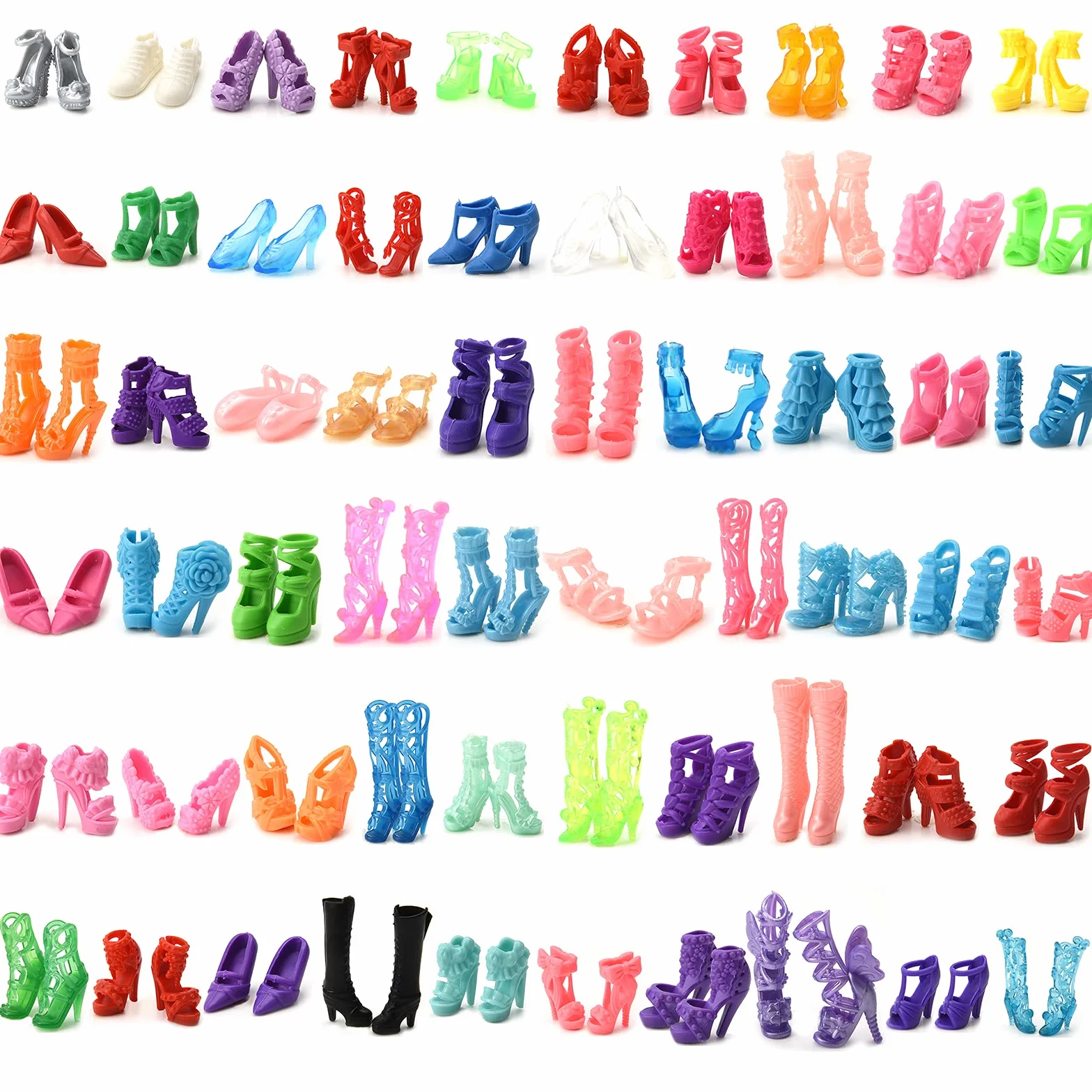 ASIV Accessori per Bambole, 60 Paia di Scarpe e Stivali Accessori di Stili Diversi, Adatti per Bambole da 11,5 Pollici e Regali di compleanno e Natale per Ragazze