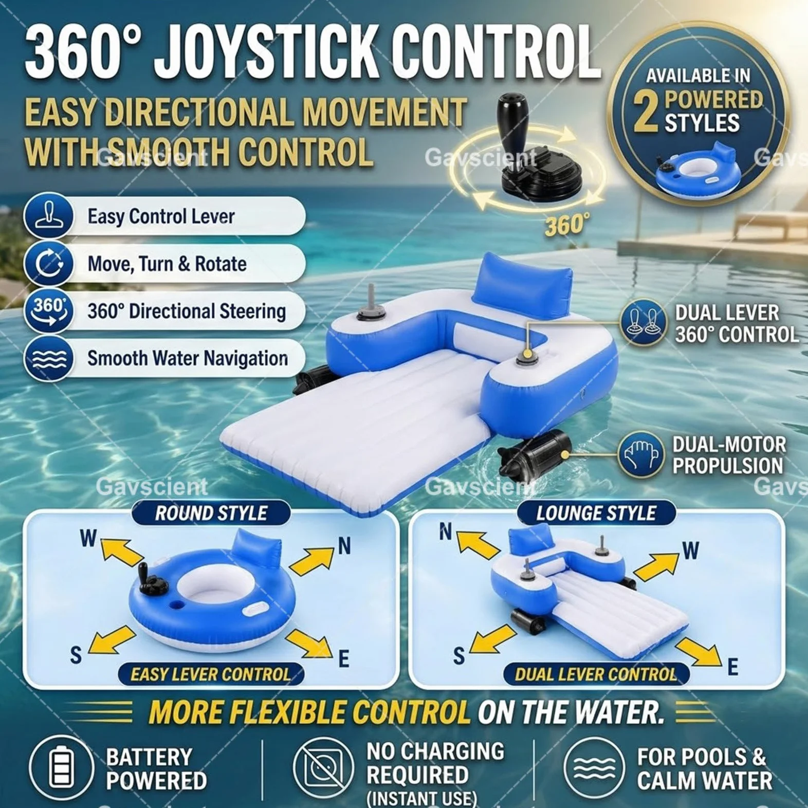 Materassino Gonfiabile Motorizzato con Opzione A Motore Singolo E Doppio, Lettino Galleggiante per Piscina Adulti, Sedia Ad Acqua per Abbronzatura E Relax in Estate Elongated