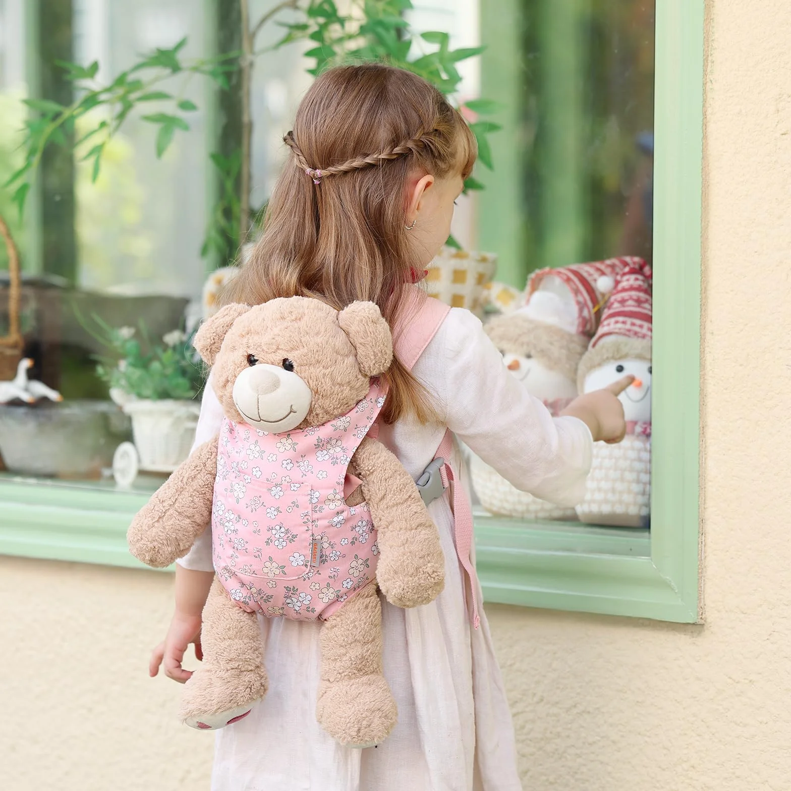 GAGAKU Marsupio per Bambole, Accessorio per Bambole, con Cinghie Regolabili, per Bambini, Rosa (Fiori a Pera)