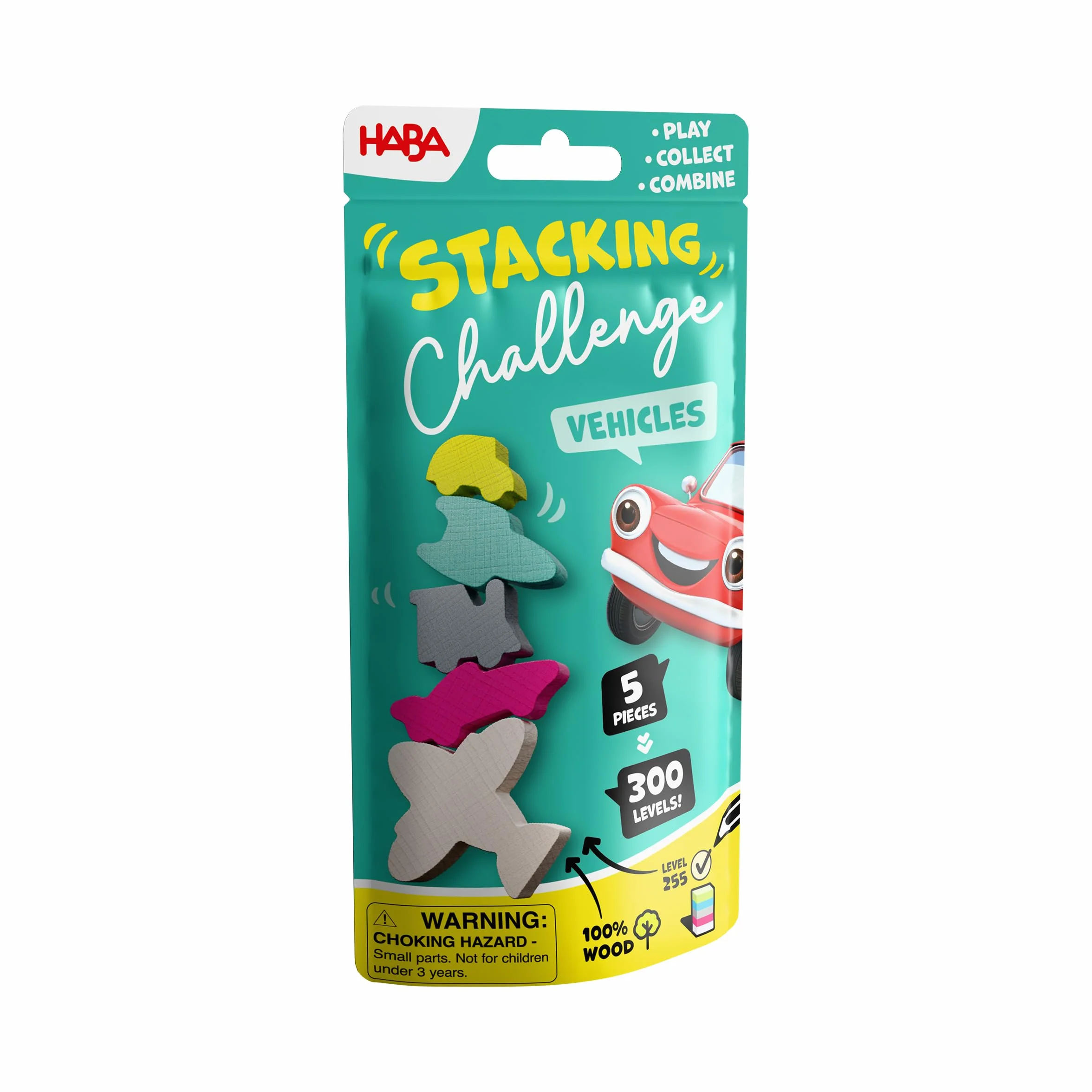 HABA Stacking Challenge Vehicles – Il duello di pila definitivo con 300 livelli, gioco di abilità compatto dai 6 anni in su, gioco da viaggio ideale e pensierino in viaggio – 2013868001