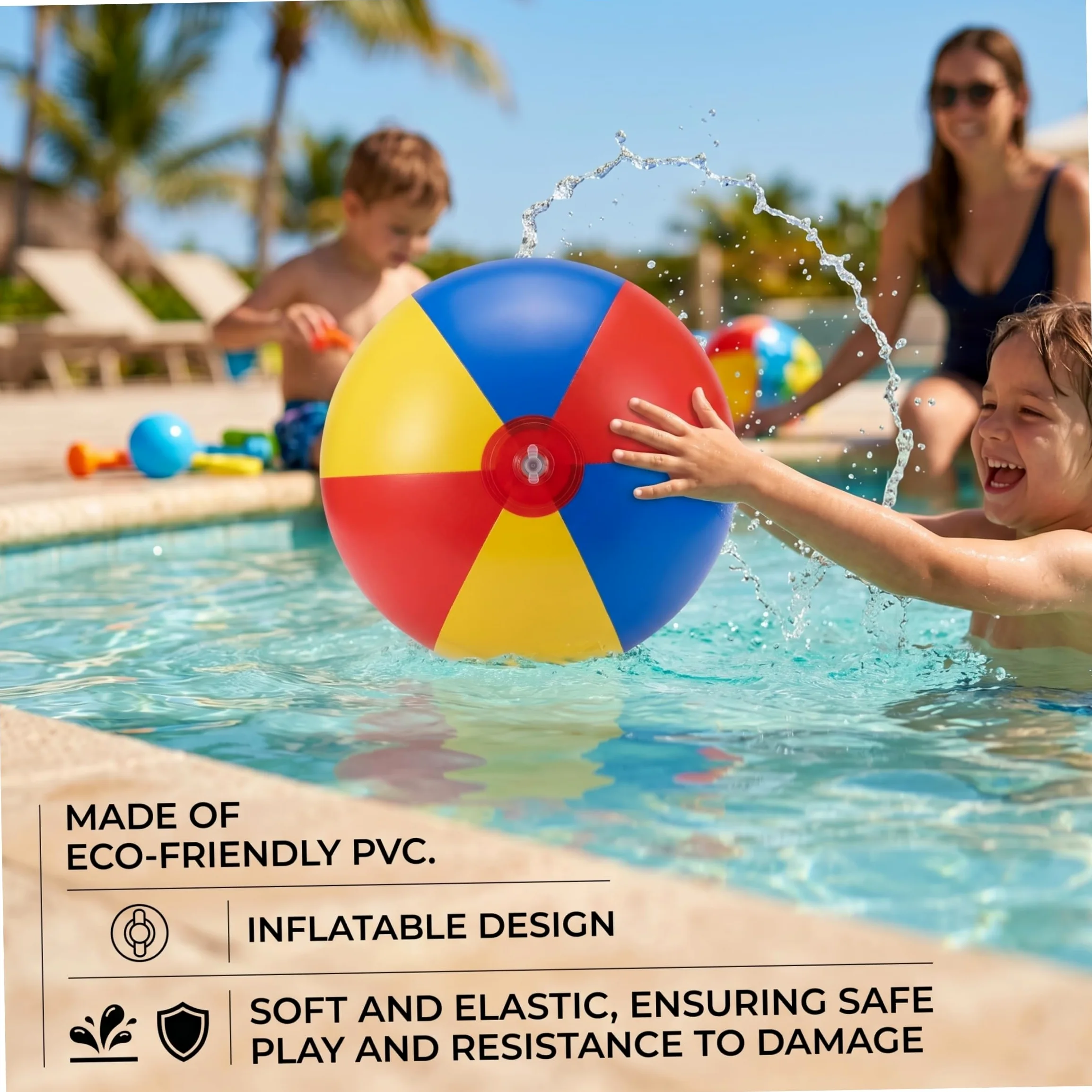 Pallone Gonfiabile Gigante Pallone da Spiaggia Gonfiabile Gigante da 51 Pollici Grandi palloni da Spiaggia in PVC Morbido Ideali per i Bambini - Rosso Giallo Blu