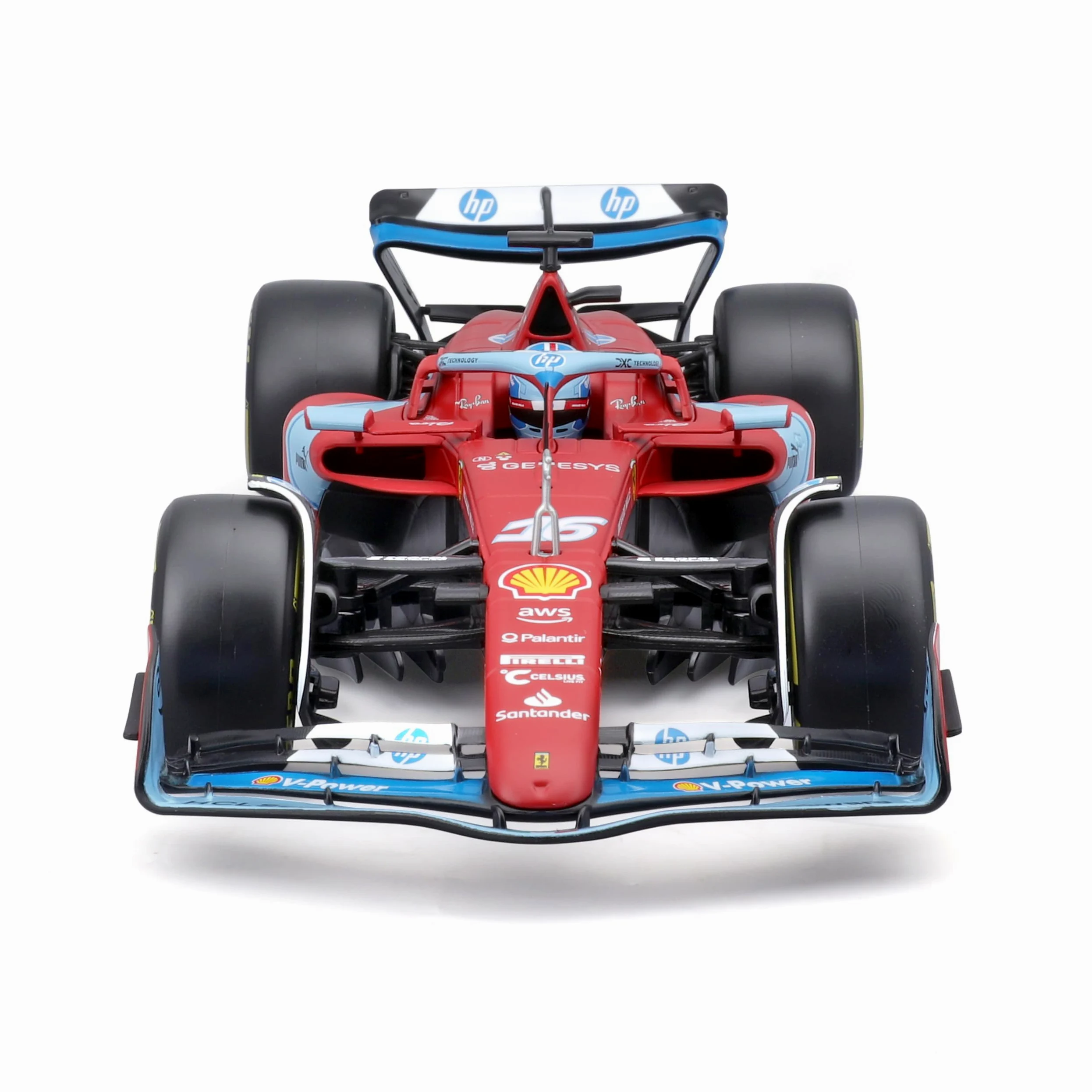 Bburago Formula 1 Ferrari SF-24 Miami Versione Deluxe Edition (2024): modellino auto in scala 1:18, autista #16 Charles Leclerc, custodia rigida 35,9 cm, rosso (18-16821-1)