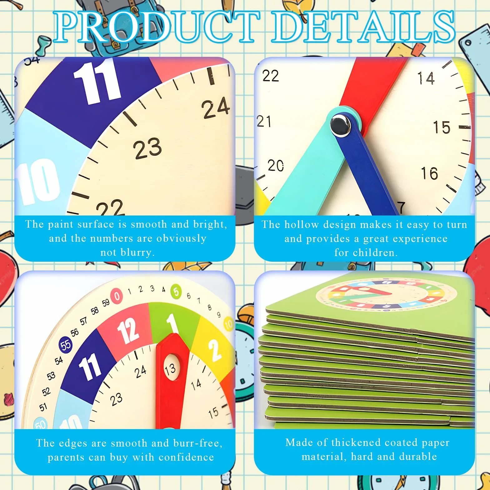 Orologio Didattico Montessori,Orologio per Bambini,Orologio Didattico per Bambino,Orologio per Imparare a Leggere L'ora,Educativo e Montessori,Apprendimento Precoce,Regalo Didattico