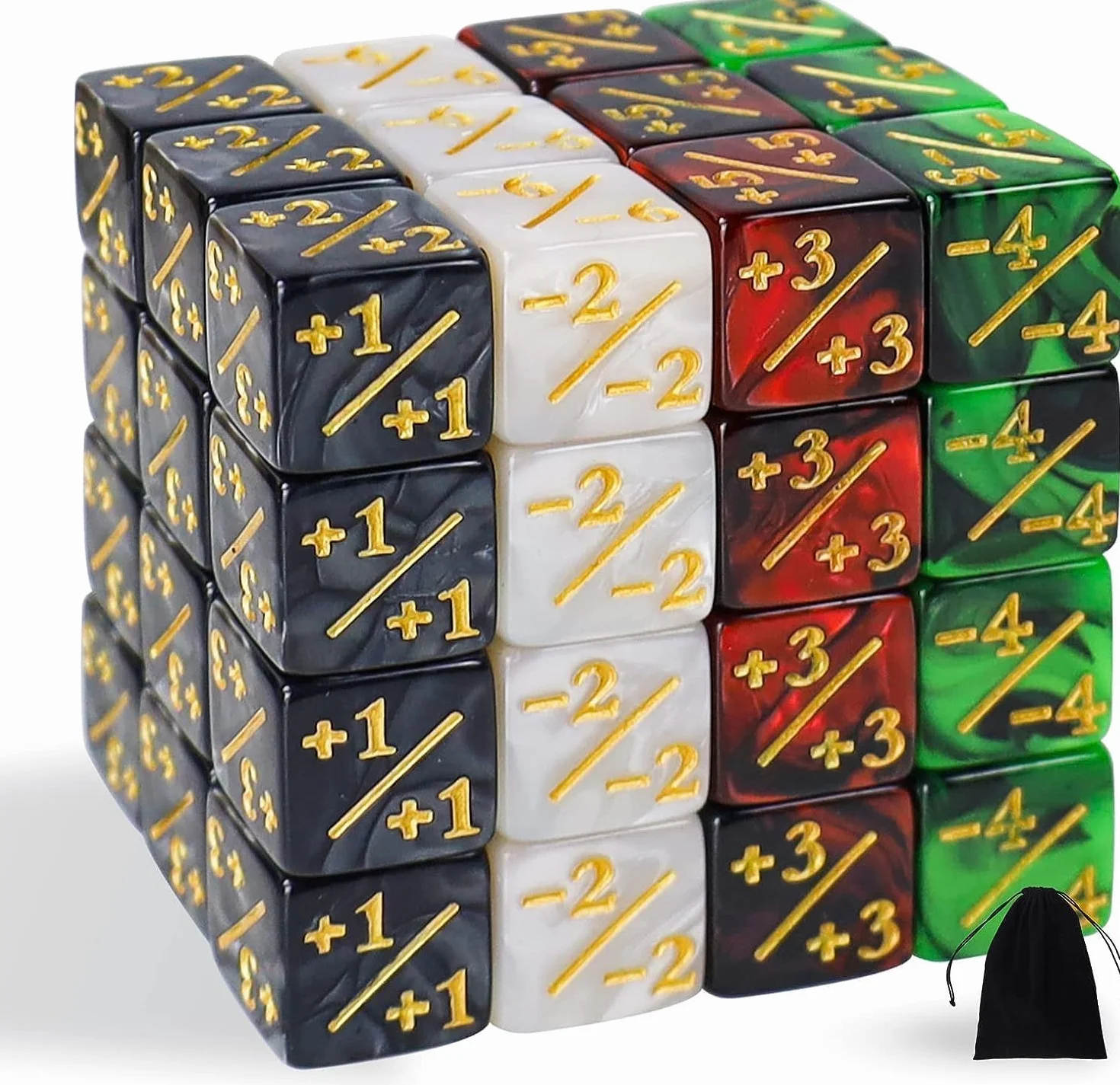 Pezzi Contatori Dadi D6, Fedeltà con Sacchetti, Compatibile con MTG, CCG, Accessori per Gioco di Carte, 4 Tipi