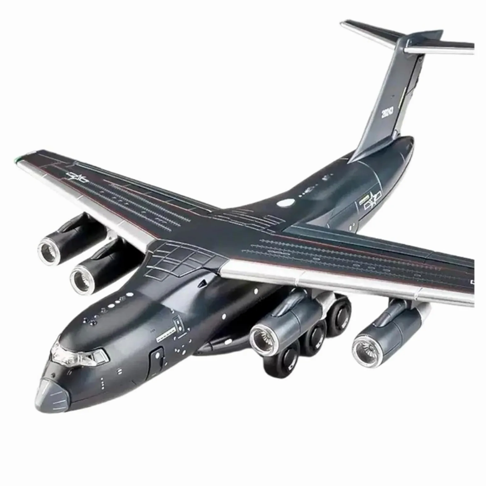 Modello in Piccola Scala Aerei 1:180 per Y-20 Modello di Aereo da Trasporto Pressofuso in Lega Luce Sonora Porte Aperte Tirare Indietro Ornamento Kit di Costruzione di Modelli