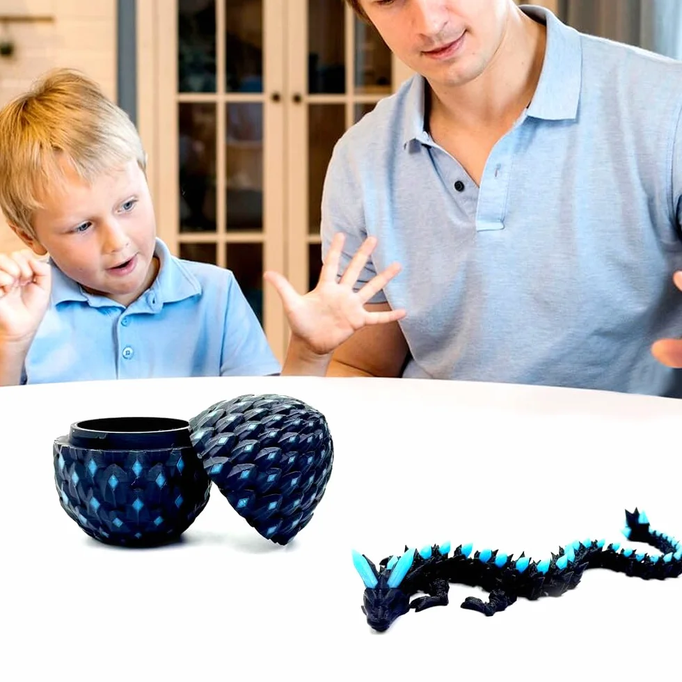 Uovo Di Drago Luminoso Stampato in 3D, Uovo Di Drago Articolato e Giunti Flessibili, Draghi di Articolato con Ovoide, Gioco da Scrivania per La Casa, Adulti, Ufficio, Geschenke