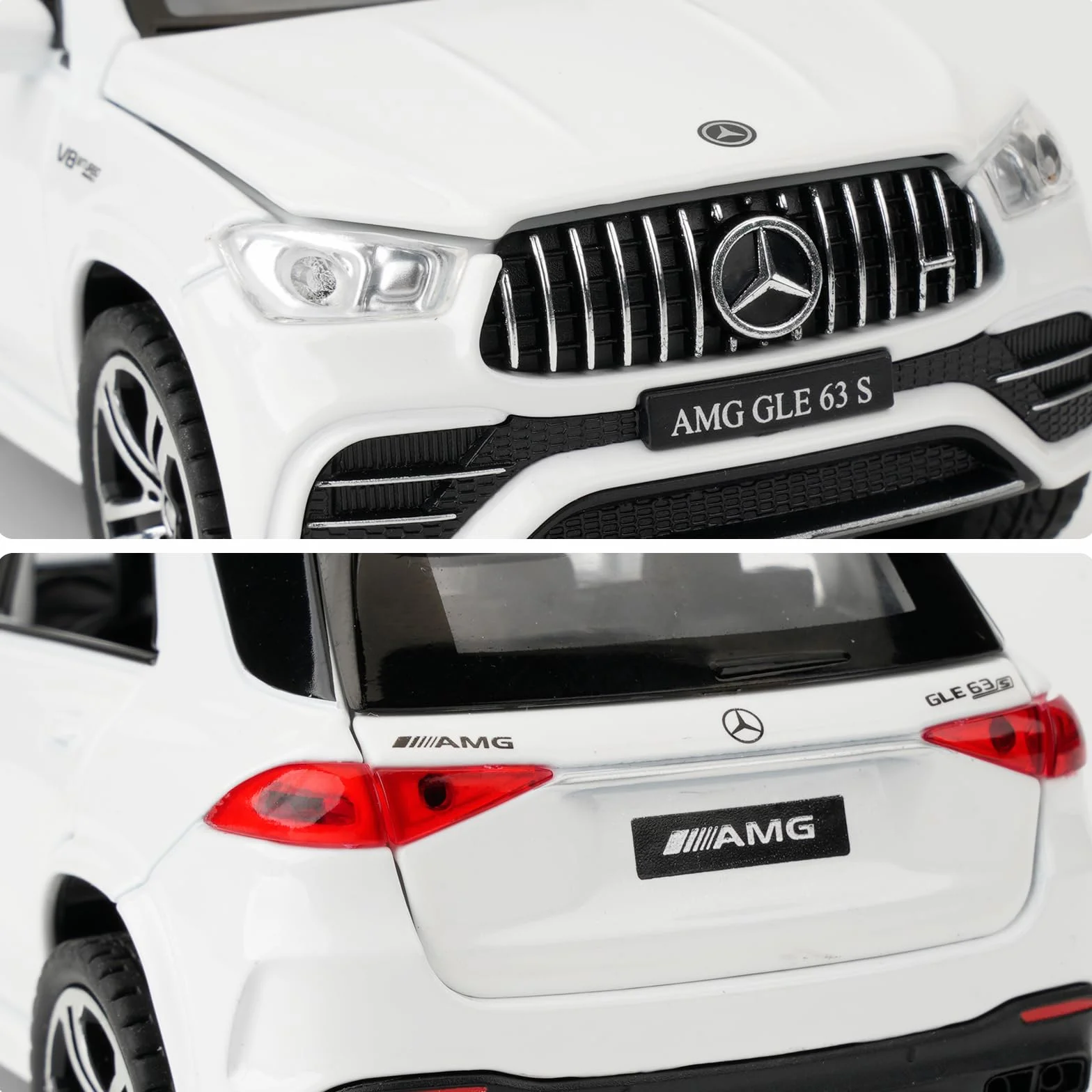 TGRCM-CZ Scala 1:32 compatibile con Benz AMG GLE 63S SUV giocattolo auto, in lega pressofusa, modello di auto con luci e suoni, per bambini, ragazzi e ragazze, regalo (bianco)