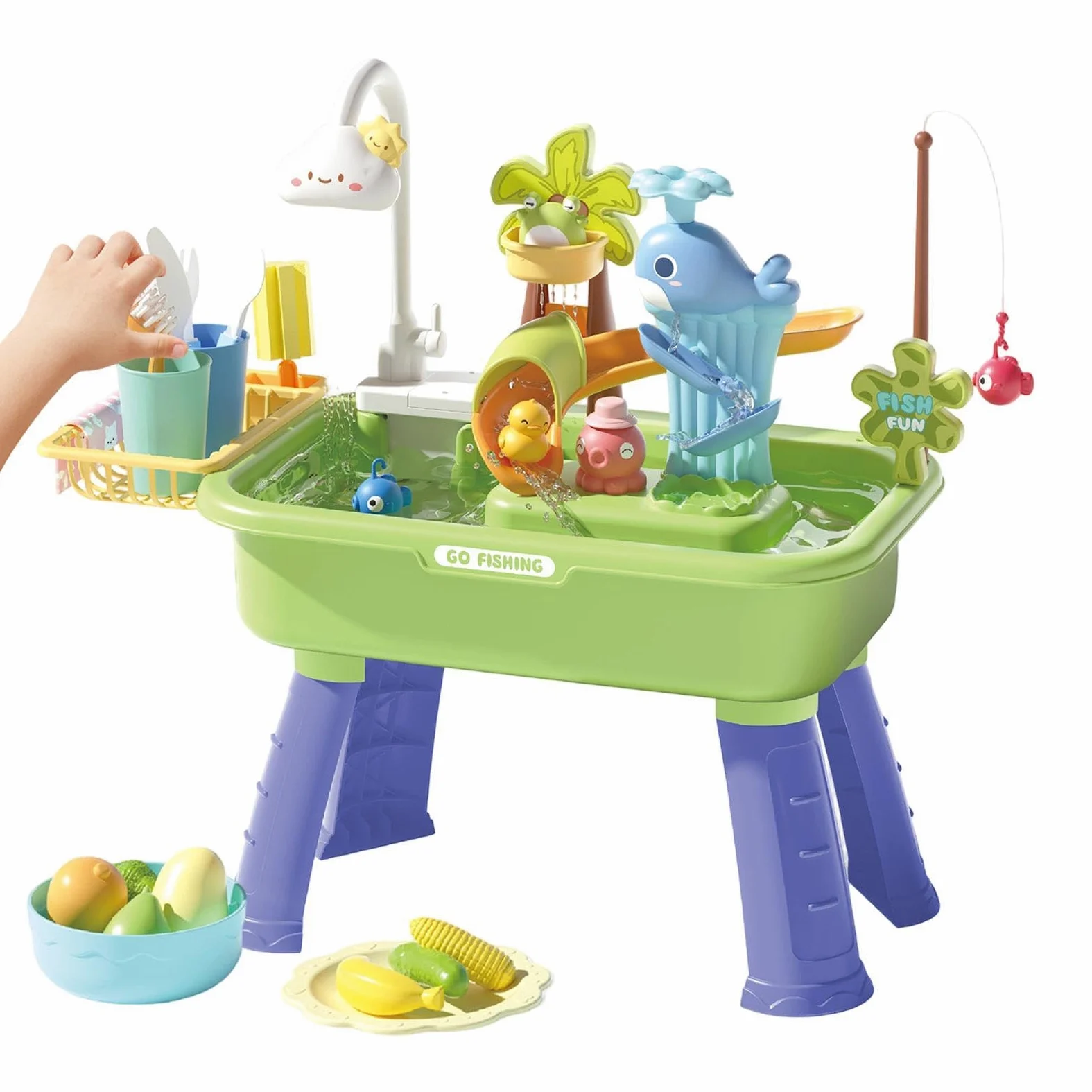 Tavolo Acquatico da Esterno di Pesca Estivo | Giocattolo da Esterno Estivo Per Maschi Femmine Prescolari Patio Spiaggia Campeggio Casa Bagno Sala Giochi Vacanze