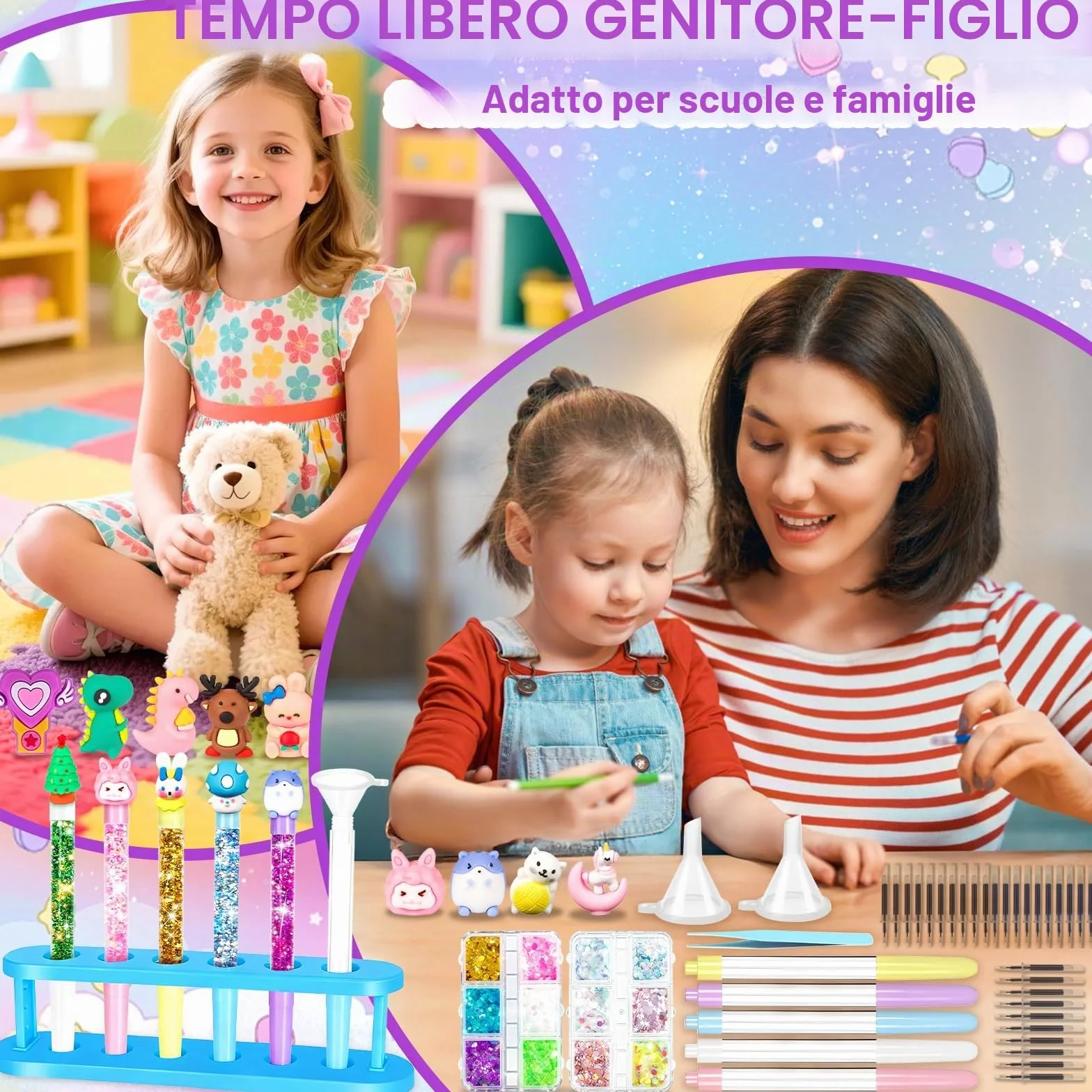 Laboratorio Delle Penne 102 Accessori Kit Creativo per Creare Penne Carine, Fai da te, Idee Regalo Bambina 5-12 Anni