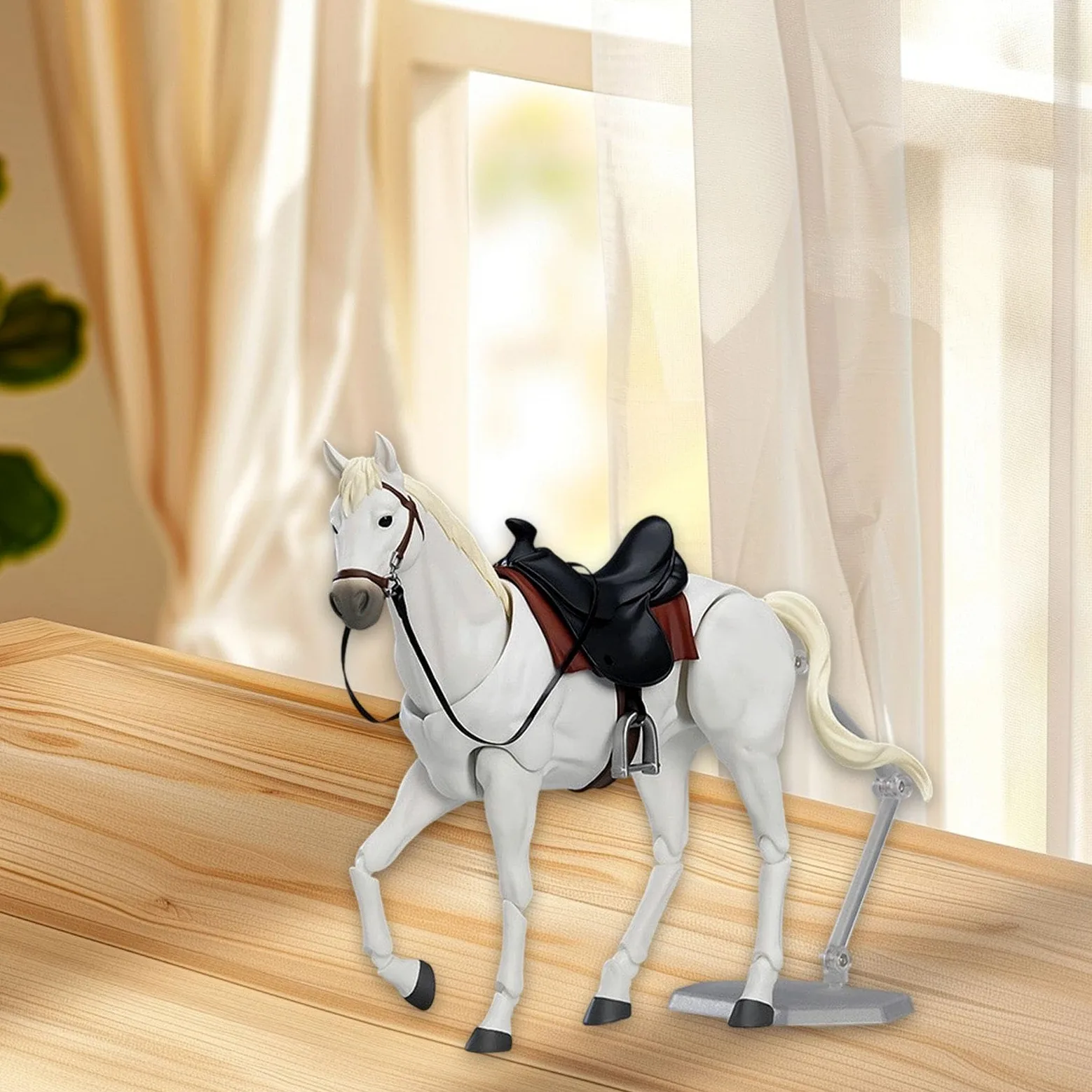 Statuetta di Cavallo Realistica per Decorazione da Scrivania E Progetti Fai da Te, Bianco
