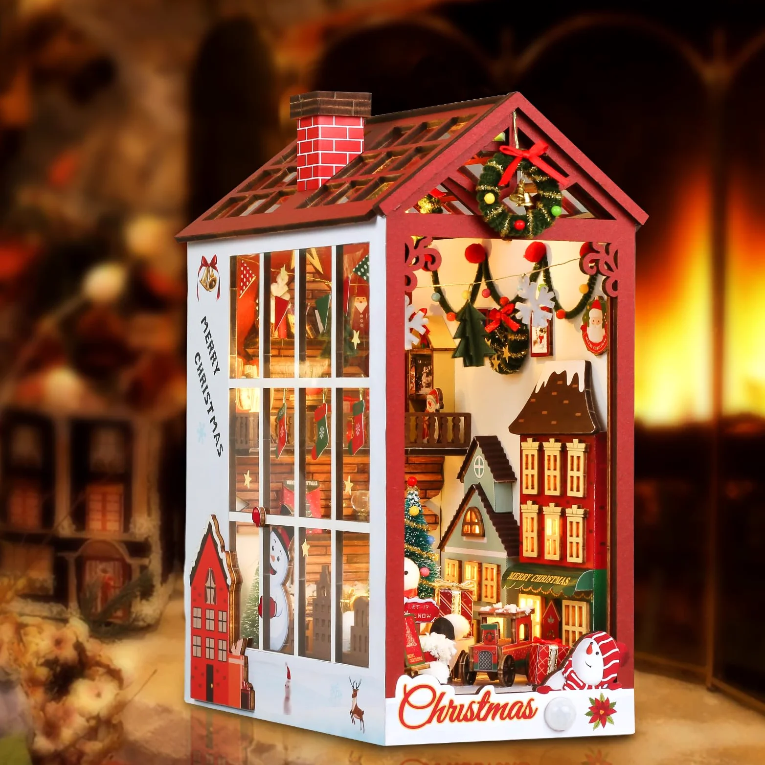 Cuteefun Miniatura per Casa delle Bambole DIY, Natale Fai da Te Book Nook Kit, Decorazione Inserto libreria, Regalo per Compleanni Halloween