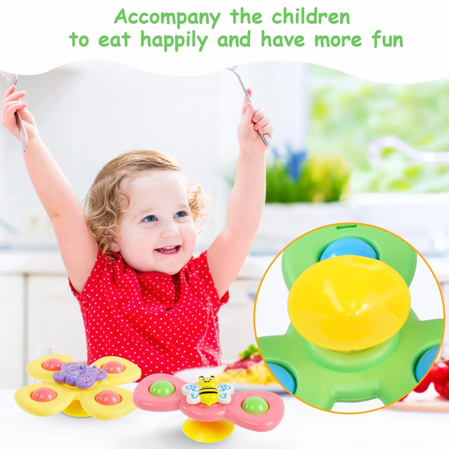 Ainiv Ventosa Spinner Top Giocattoli, 6PCS Ape Farfalla Coccinella ​Animali Simpatici Giocattoli per Il Bagno del Bambino, Ventose Girevoli Giocattoli per Bambini,Giocattoli Sensoriali per Bambini