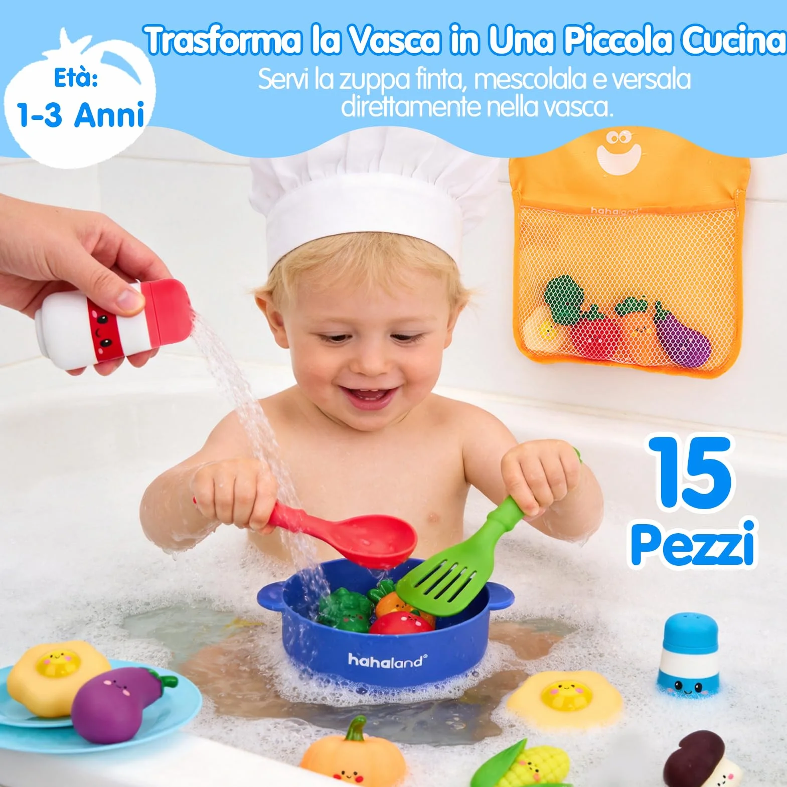 hahaland Giochi Bagnetto Neonato con Colori Mutevoli, 15 PCS Giochi Acqua Piscina Bambini in Silicone, Giocattolo Vasca da Bagno Bimbo Bimba 1 2 3 Anni
