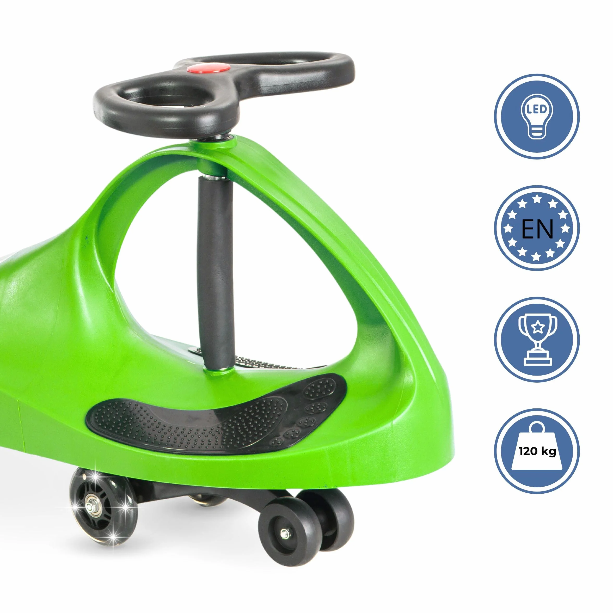 Twistcar Macchina per Bambini senza Pedali, Volante 360°, Ruote in Gomma, Verde, Portata 120 kg