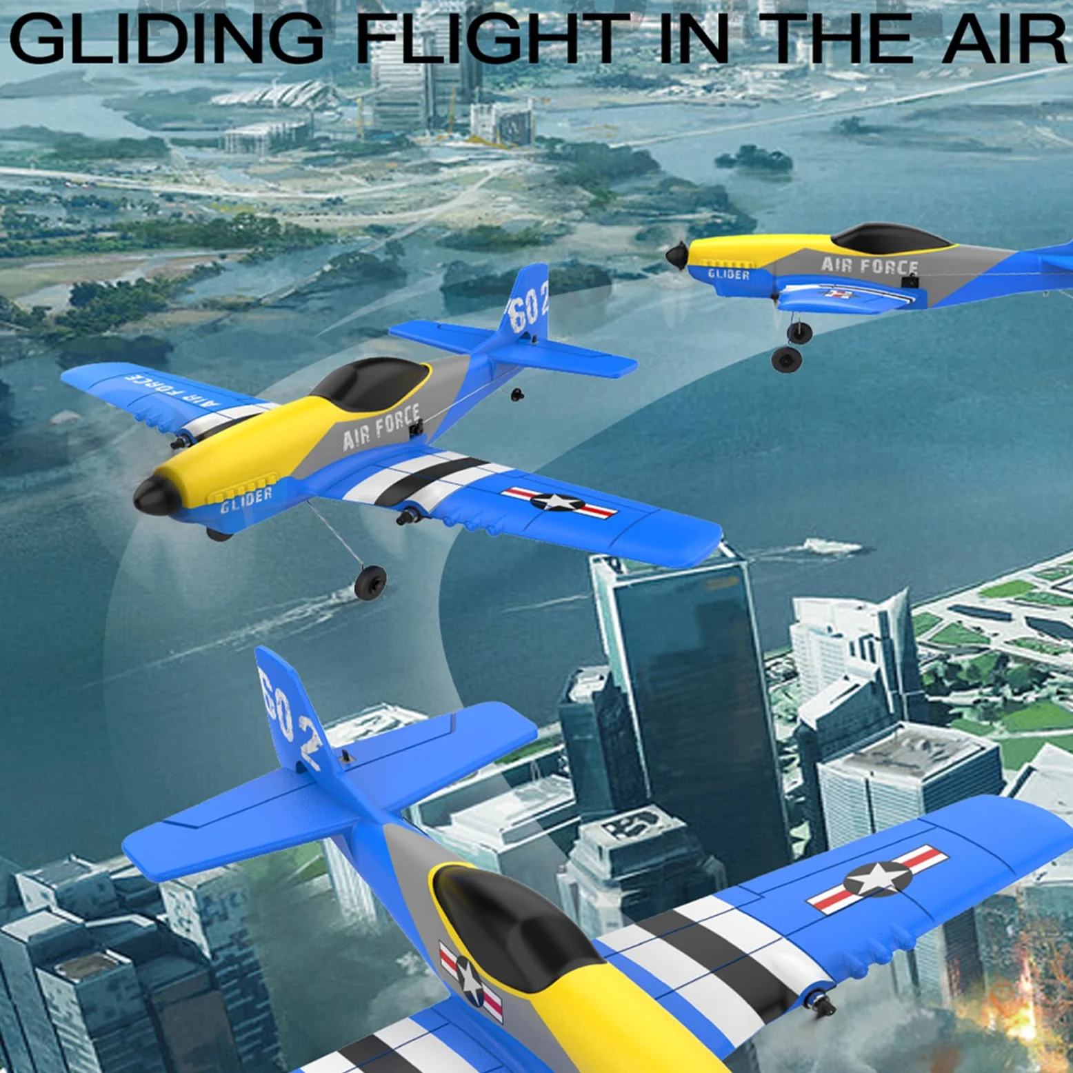 Aereo radiocomandato a 3 canali, aliante da 2,4 GHz, sistema di stabilizzazione con 6 giroscopi, facile da volare, per principianti, adolescenti, adulti, con 2 batterie