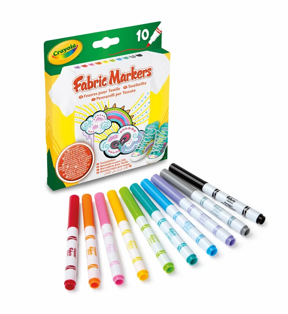 CRAYOLA Pennarelli per tessuti 10 pezzi colori assortiti