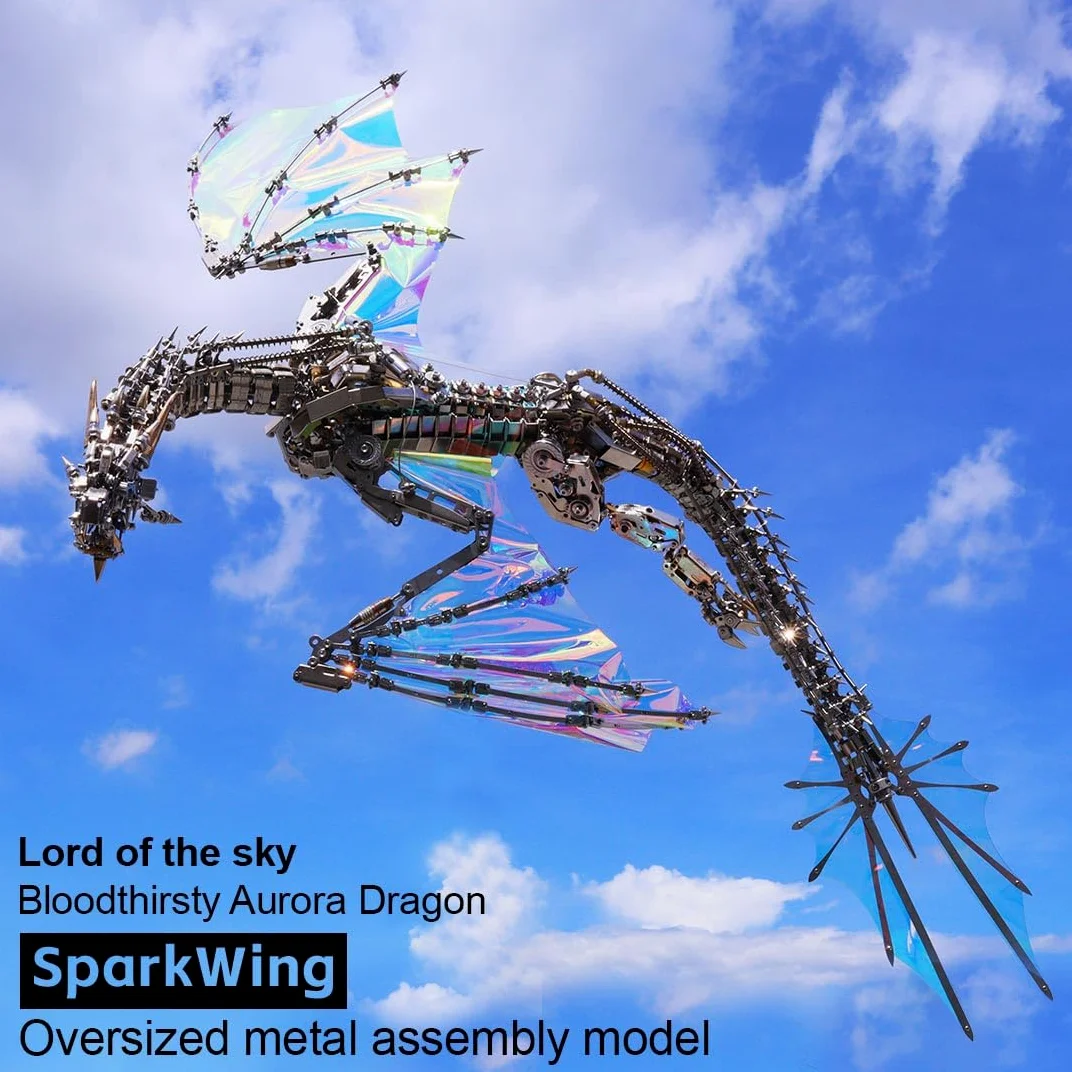 Puzzle in metallo 3D per adulti – Steampunk Testina di sangue Aurora Drago con supporto, 3000 pezzi – Puzzle 3D regalo animale