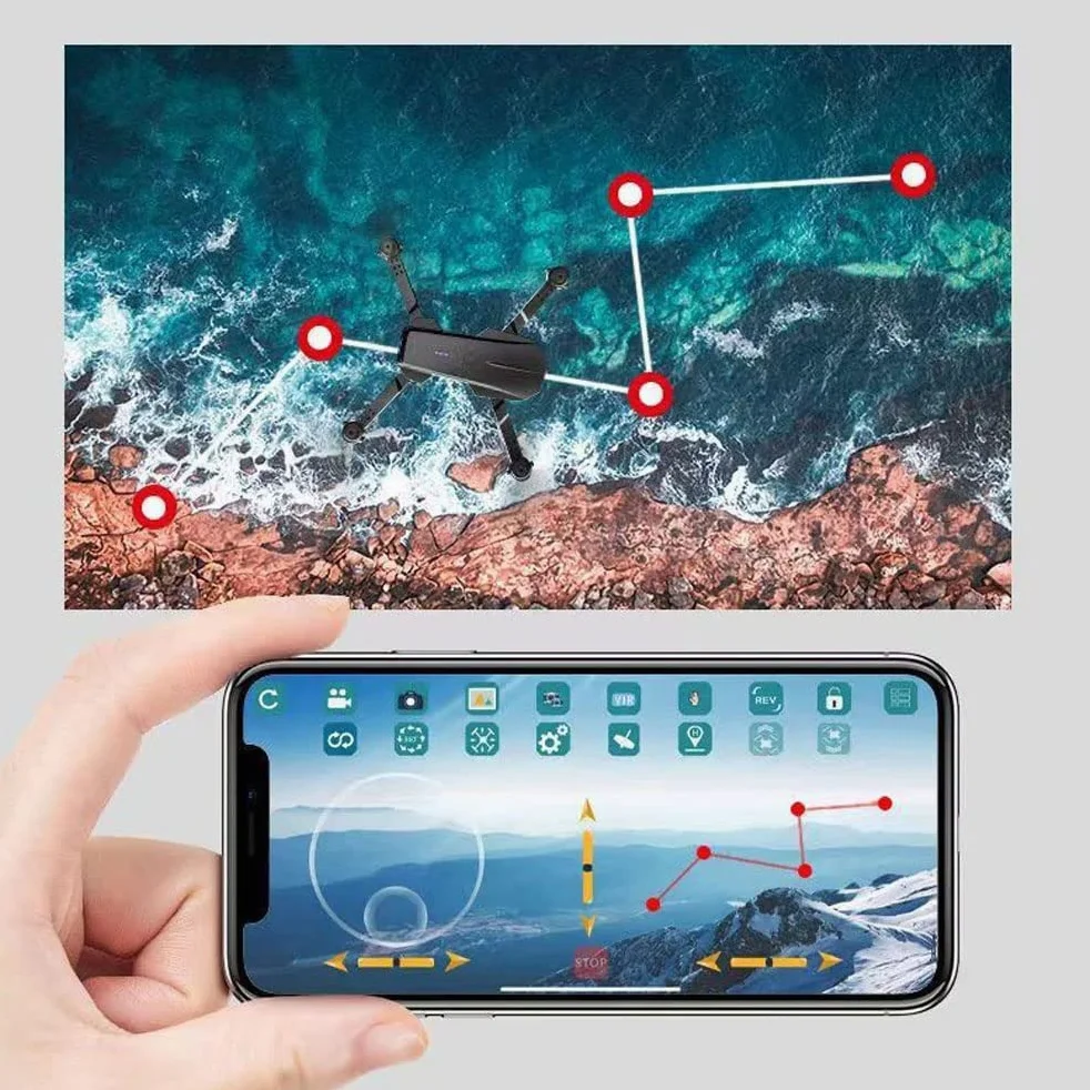 GUYANA Drone FPV Pieghevole con Doppia Fotocamera WiFi HD 8K per Principianti e Bambini Adulti; Quadcopter RC 8000 Metri di Distanza del Telecomando, Posizionamento del Flusso Ottico