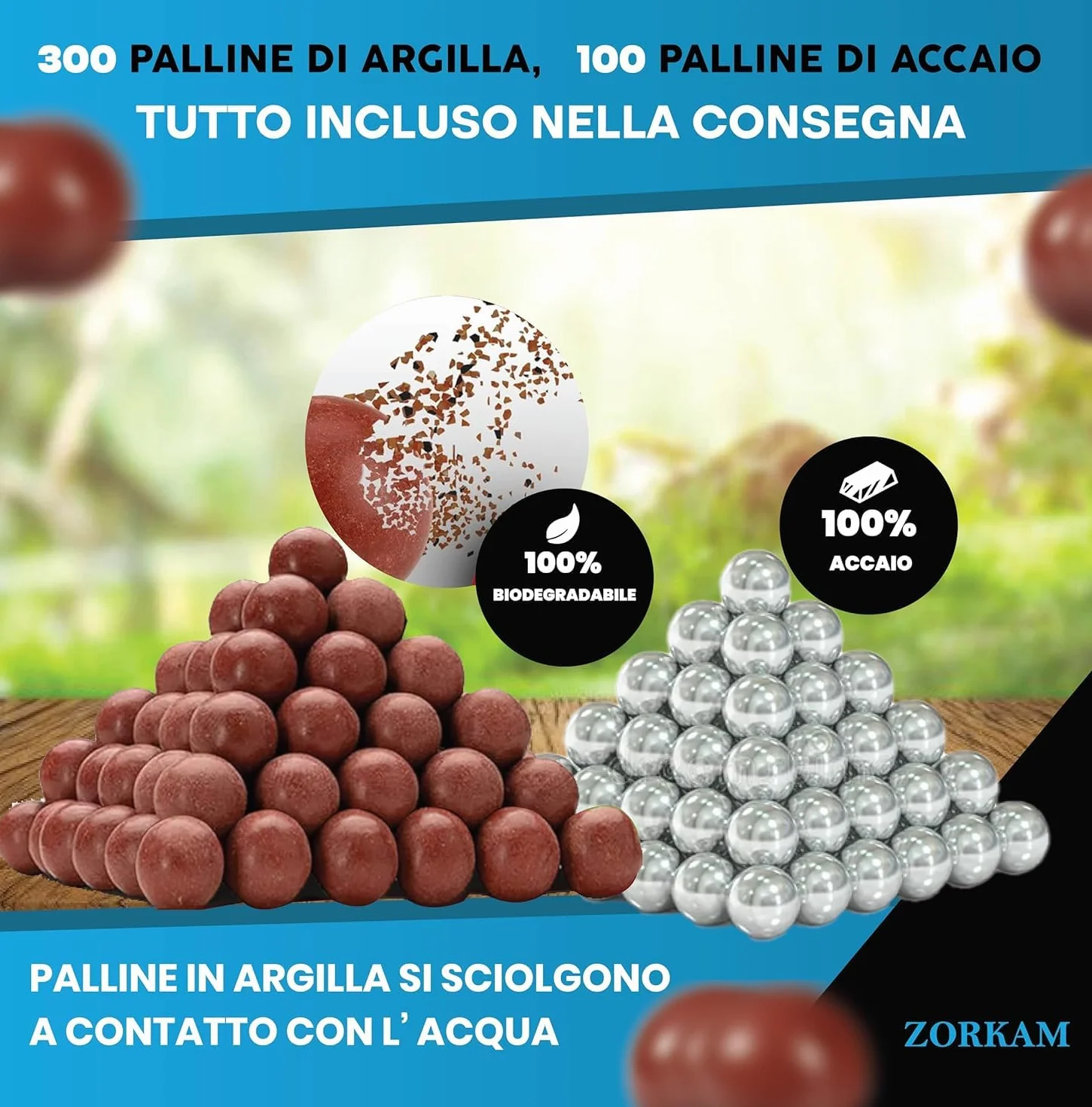 Dispositivo Sportivo - 3 Fasce Elastiche - 400 Palline Argilla e Acciaio – Borsa Portatile- Idea Regalo – Gioco all’Aperto Professionale di precisione
