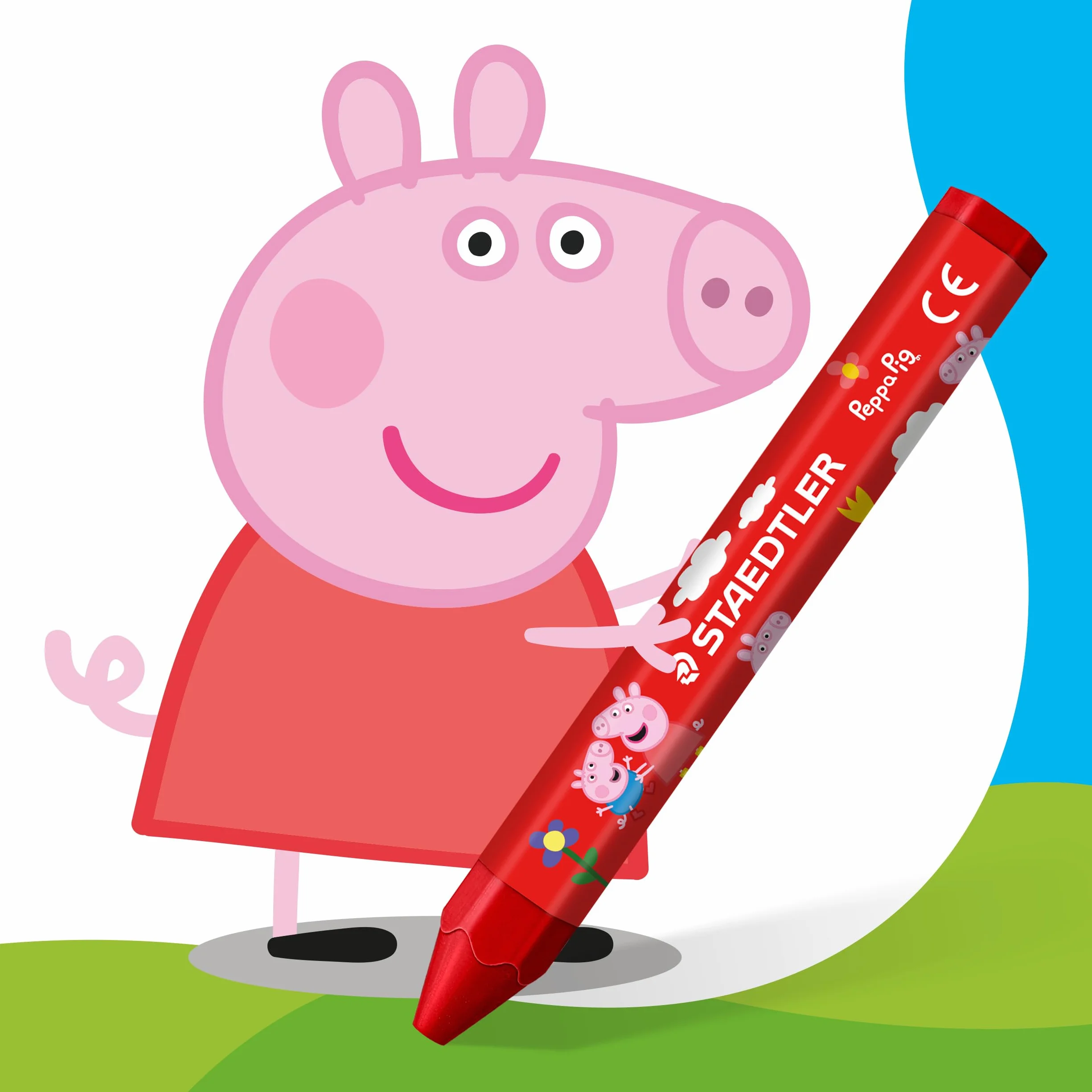 STAEDTLER Noris junior pastelli a cera Peppa Pig set da 6 – pastelli spessi per colorare grandi superfici e tecniche creative – per le piccole mani