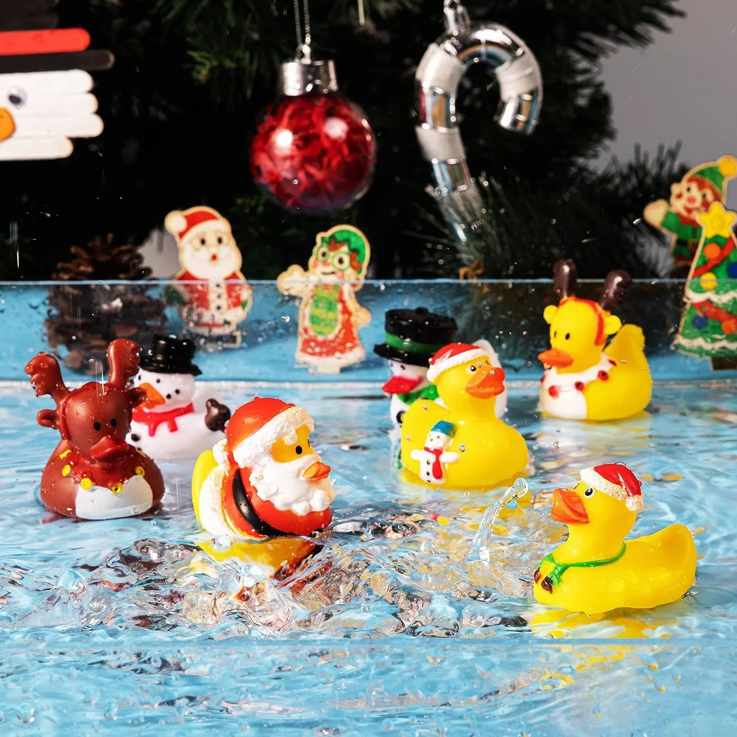 LATERN Calendario Dell'avvento 2025, Conto alla Rovescia di Natale di 24 Giorni con 24 Papere di Gomma Divertenti Giocattoli da Bagno Duckie per Giocattoli per Bambini Favore del Partito Decorazione