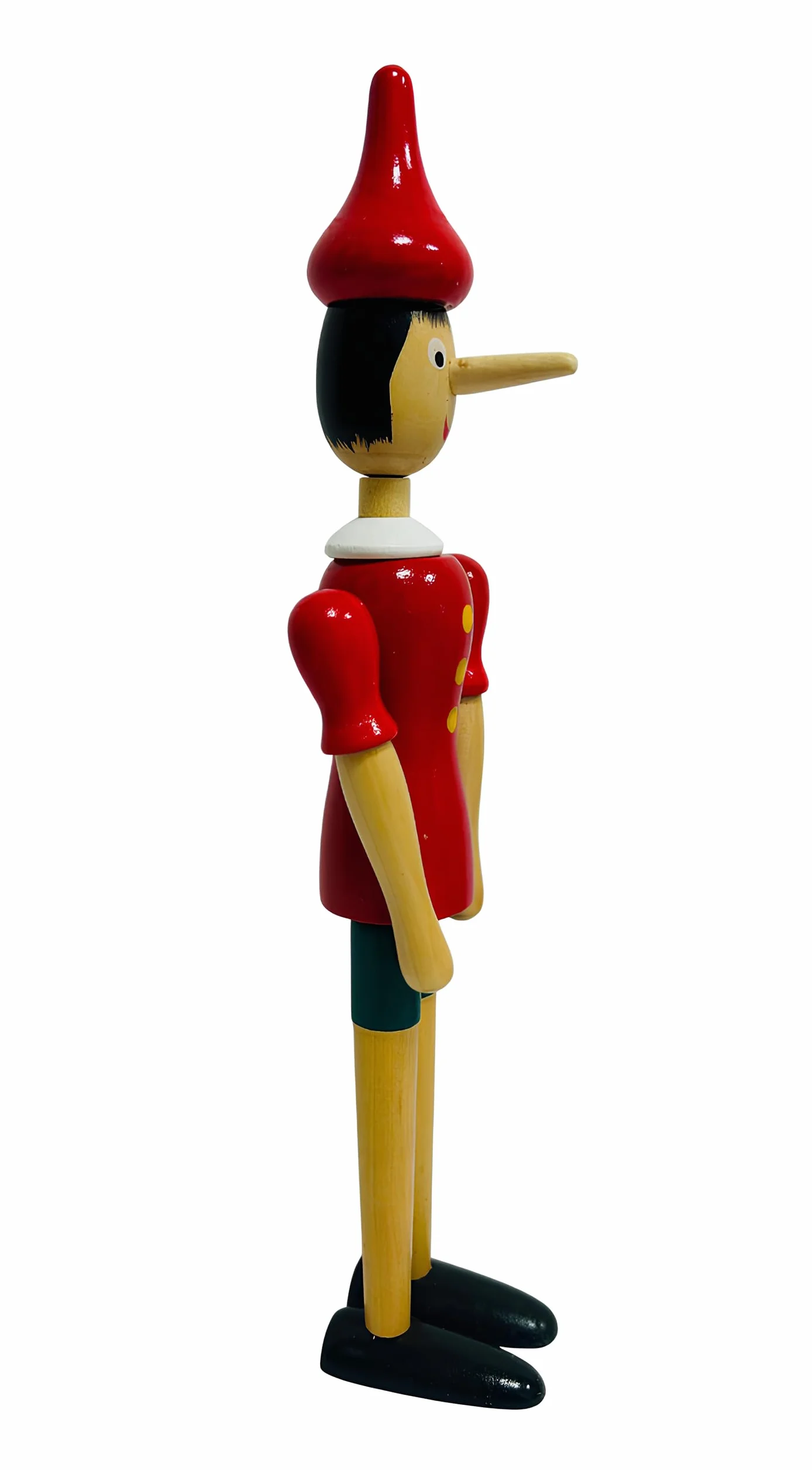 Pinocchio in Legno Massello 30 cm Snodabile Marionetta Articolata Burattino Fiabe Dipinto Altezza 30 cm