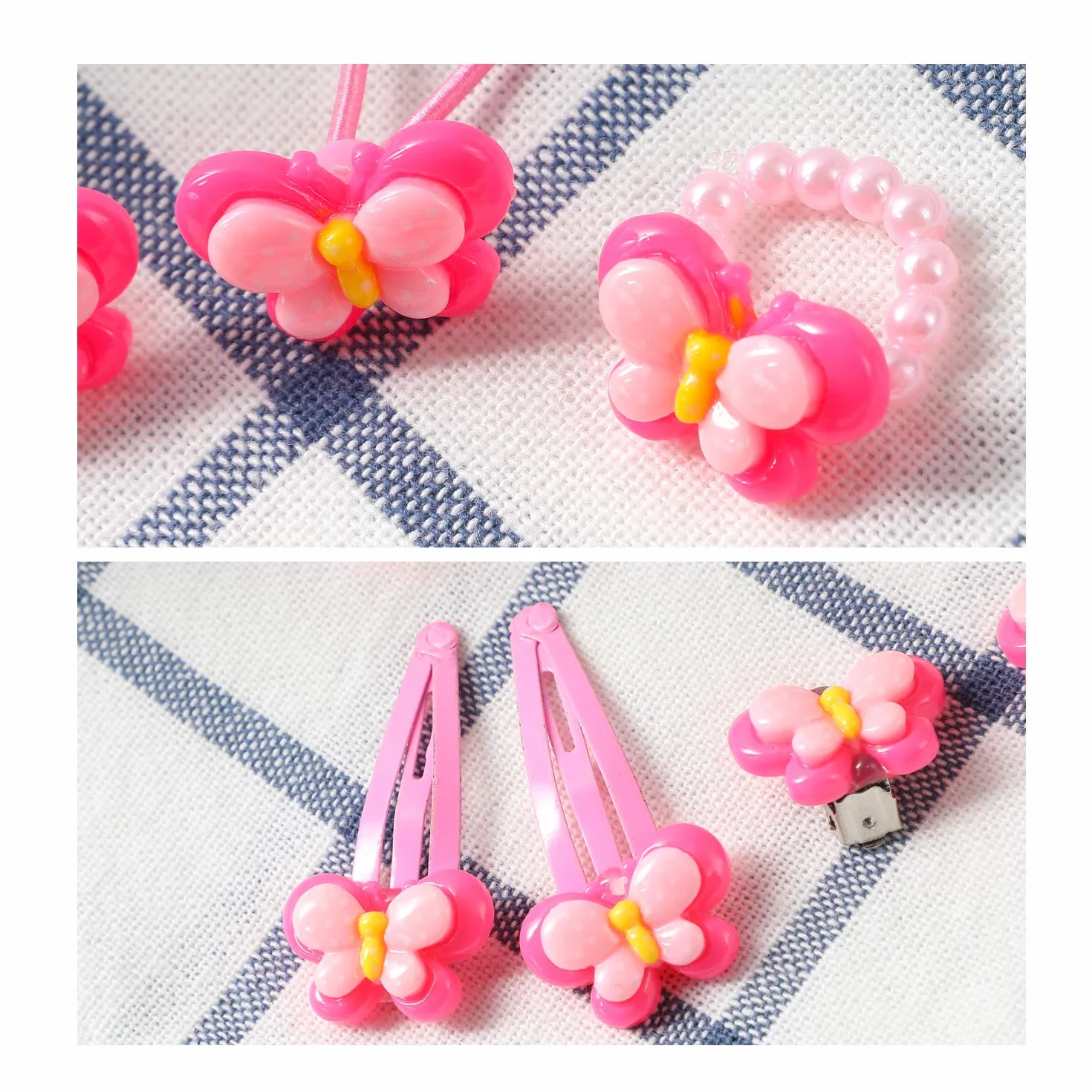 Hifot Gioielli per Bambini Ragazzine Collana Braccialetto Squillare Orecchini a Clip Forcine per Capelli
