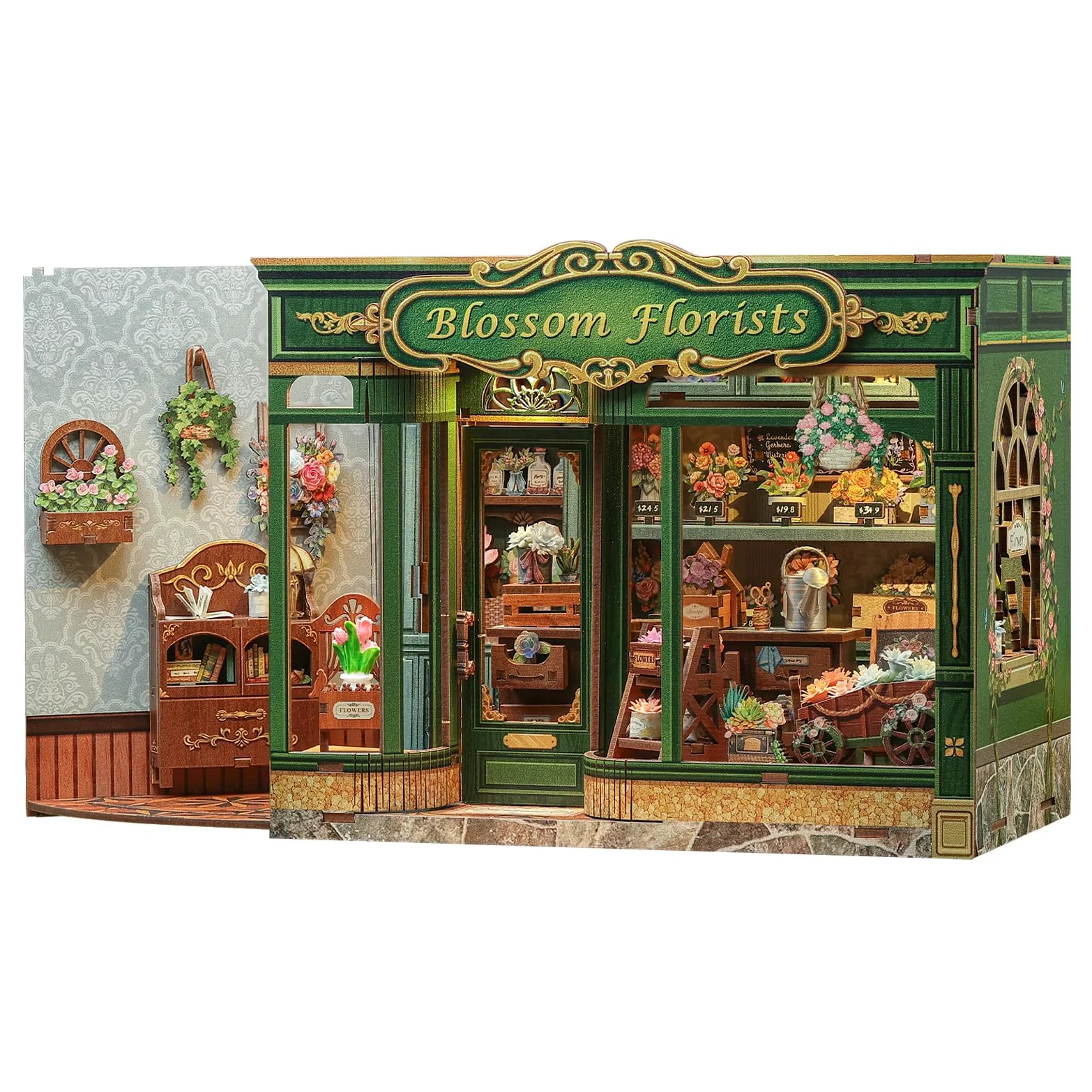 CUTEBEE Book Nook Kit & Casetta Fai da Te: Puzzle 3D Adolescenti/Adulti, Decorazione Libreria/Stanza | Regalo Compleanni/Vacanze (Blossom Florists)