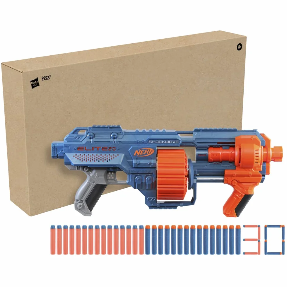 Hasbro Nerf Elite 2.0 Shockwave RD-15 Blaster z Tamborem Rotacyjnym 15 Dardów Lancio a Raffica