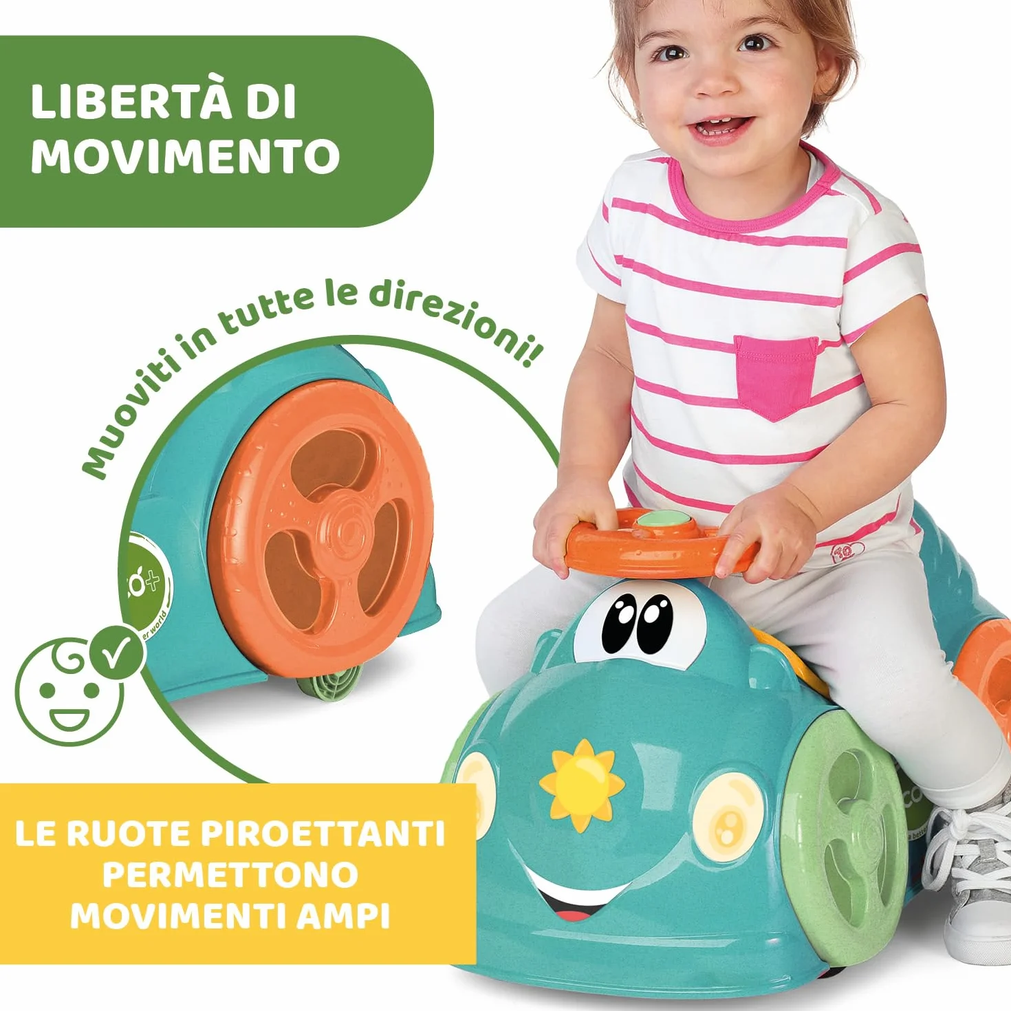 Chicco All Around Eco+ Acquamarina Macchina Cavalcabile per Bambini Plastica