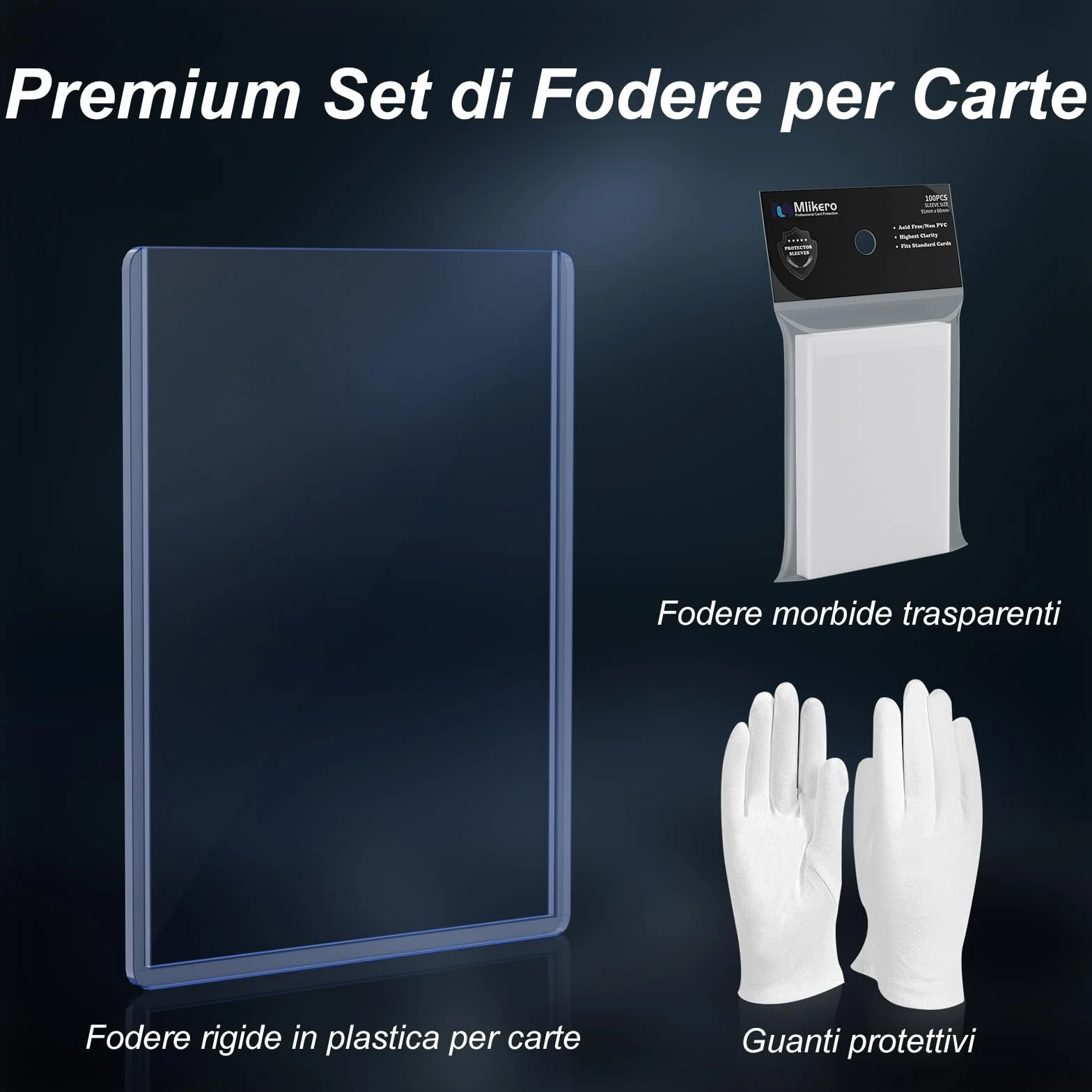 Mlikero 400 Bustine Protettive, Rigidi Card Sleeves Bustine Carte, Protezione per le Carte Collezionabili, 3x4 Pollici (200 Sleeves Rigide + 200 Sleeves Trasparenti)