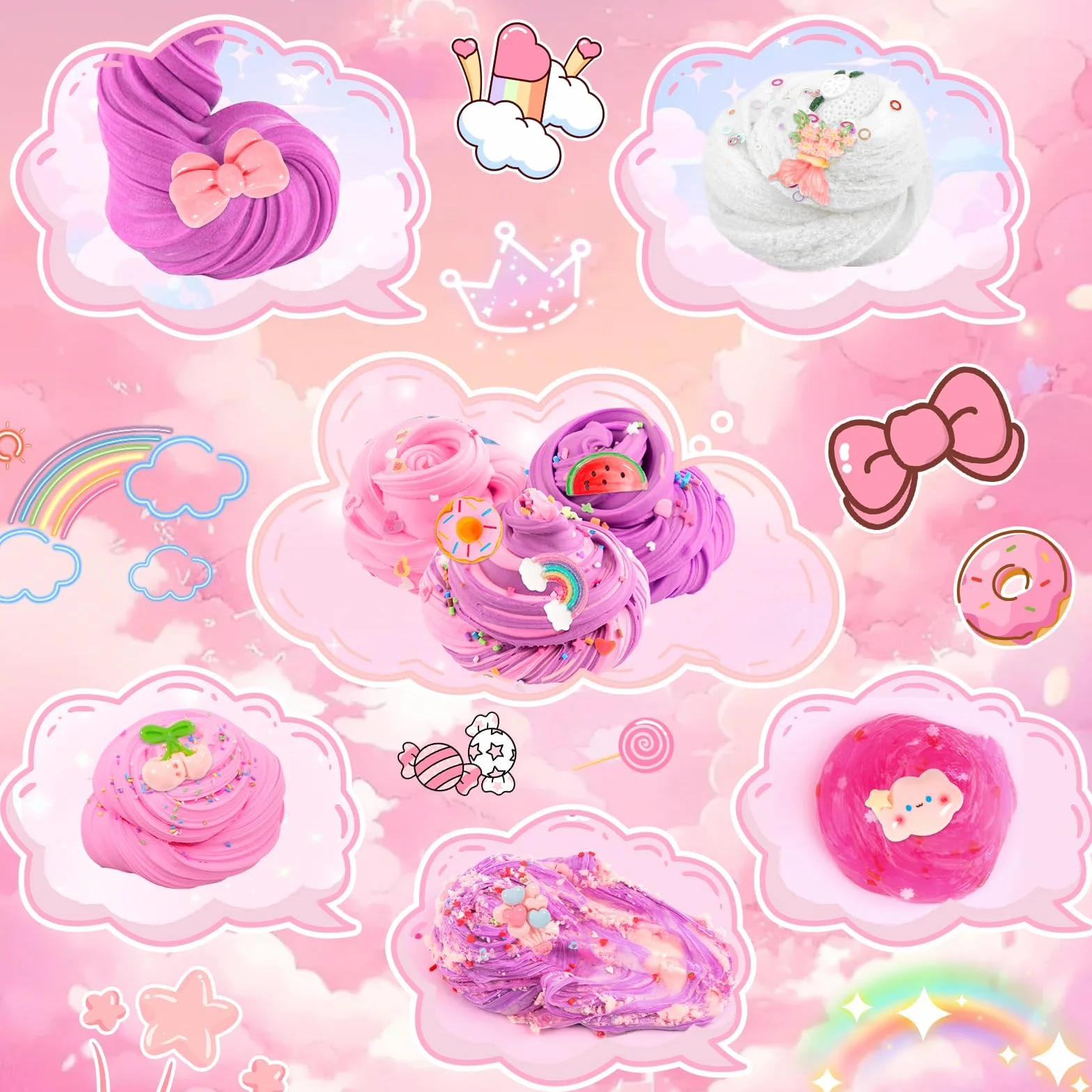 Slime Kit 6 Confezioni Fluffy Butter Kit Fai Da Te Giocattolo Antistress per Bambini