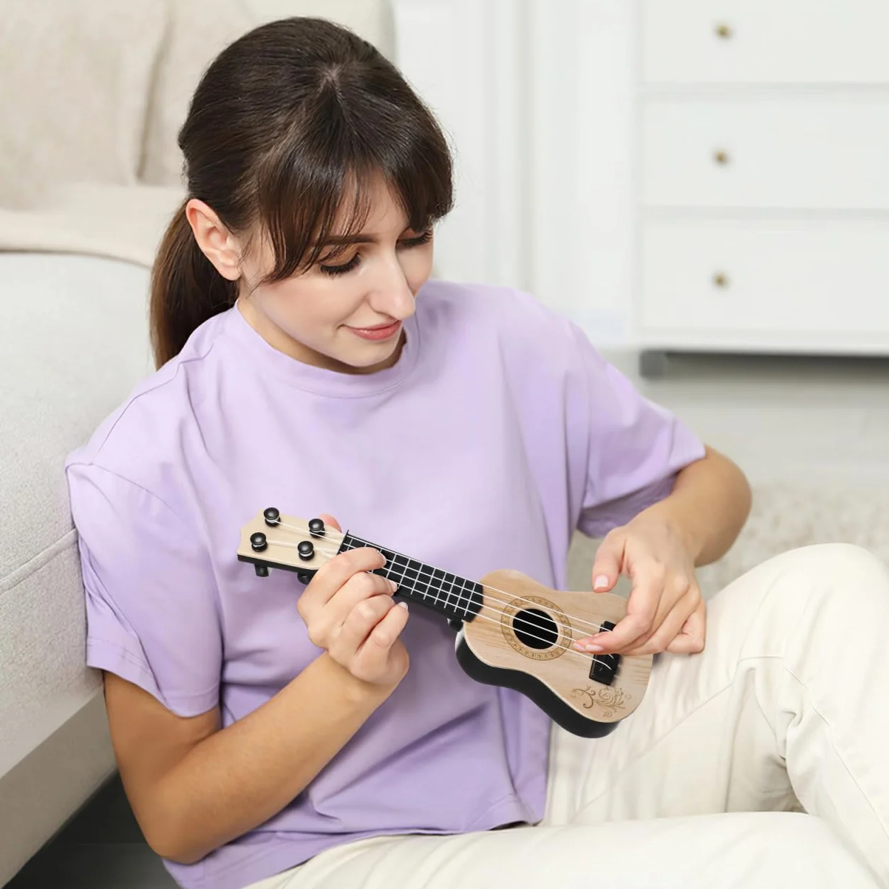 Toyvian Ukulele Bambini 9.84 Pollici 4 Corde Strumento Musicale Educativo 3-6 Anni