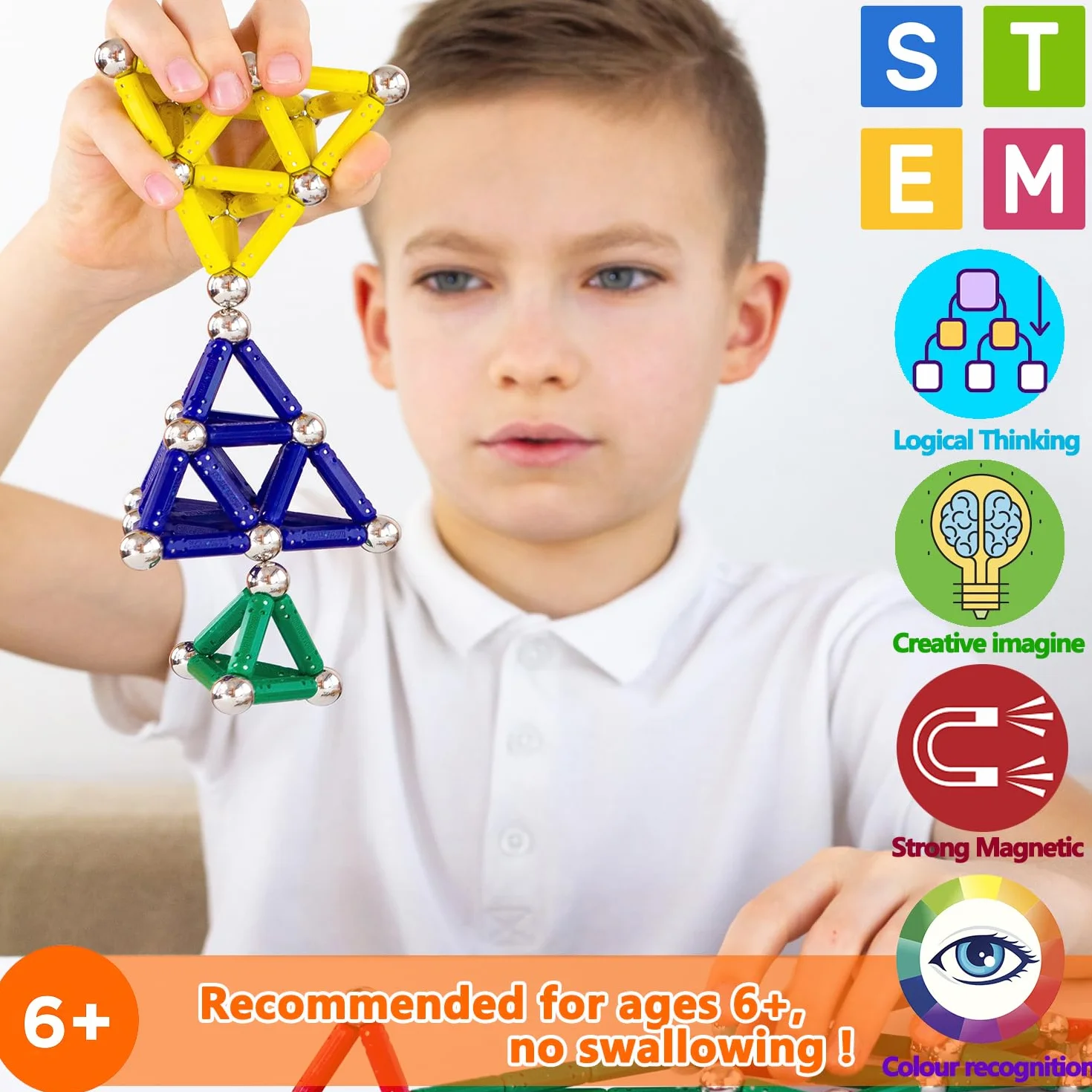 Costruzioni Magnetiche per Bambini 144 PCS Giocattoli Educativi Set di Bastoncini Magnetici