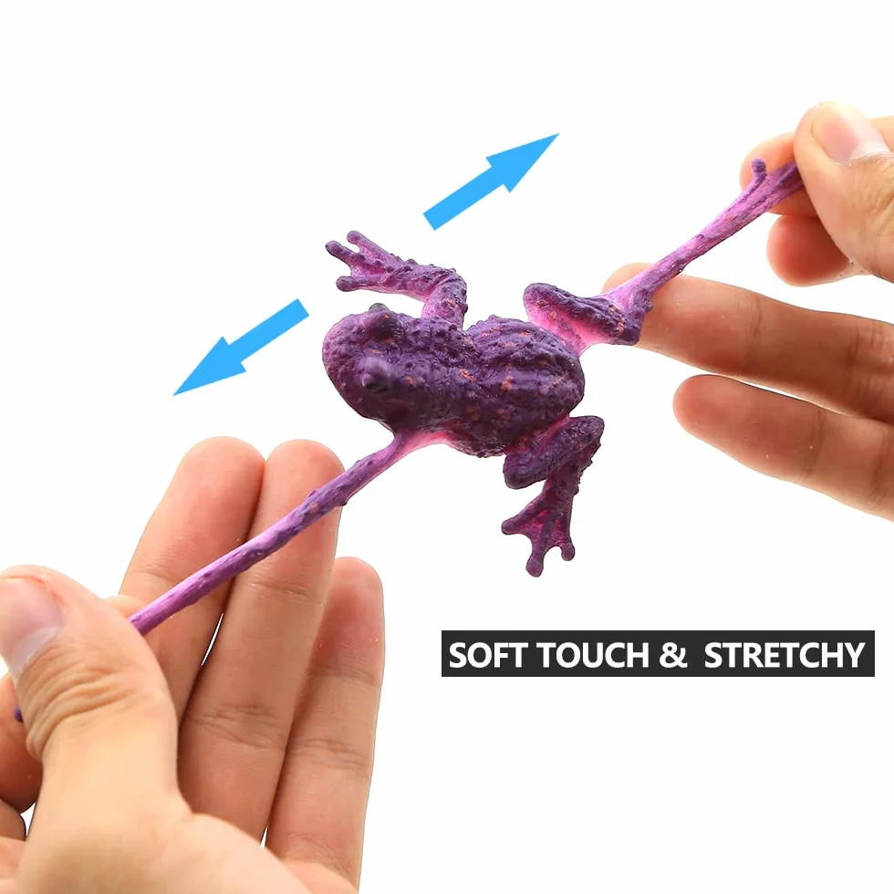YeoNational&Toys Frog Toys, 12 Sacchetti Mini Rane Di Gomma, Gomma Elastica Flessibile, Soffice Ed Elastica, Ogni 2 Pollici