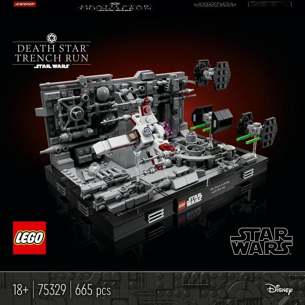 LEGO Star Wars Diorama Volo sulla Trincea della Morte Nera, Kit Modellismo per Adulti a Tema Guerre Stellari, Idea Regalo da Arredo per Uomo o Donna con Caccia TIE Advanced di Darth Vader 75329