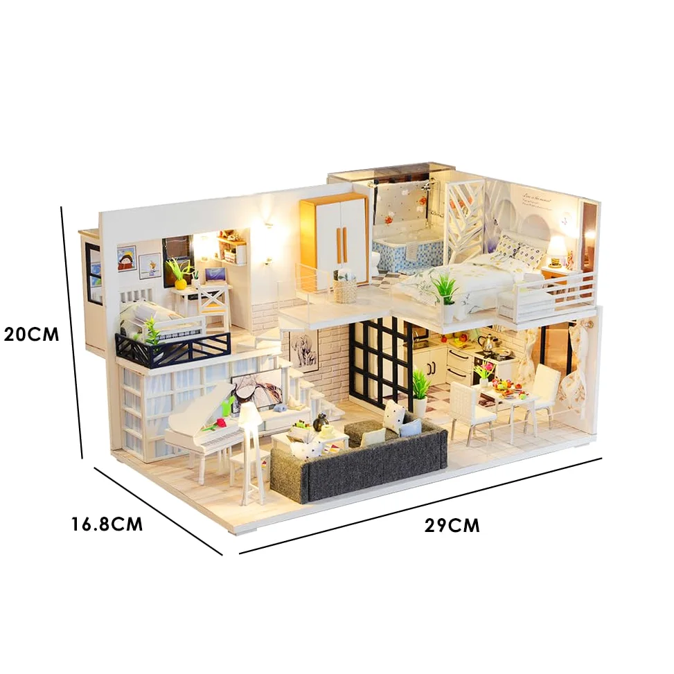 Kit per la casa in miniatura fai da te, kit creativo per la casa in 3D | Mini per la con mobili per e adolescenti, regali di compleanno e di Natale, pratico