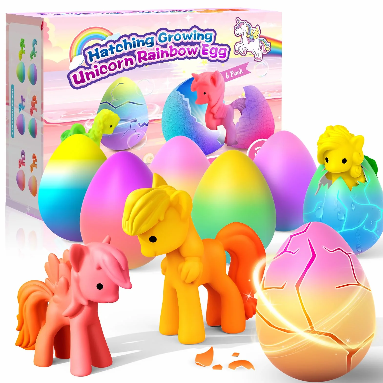iKidiki Unicorno Giochi Bambina 3 4 5 Anni, Unicorni Regalo Bambina 3 4 5 6 Anni Giocattoli Bambino 3-6 Anni Uova Arcobaleno che Si Schiudono Bambini Regali Compleanno Pasqua Bambinas