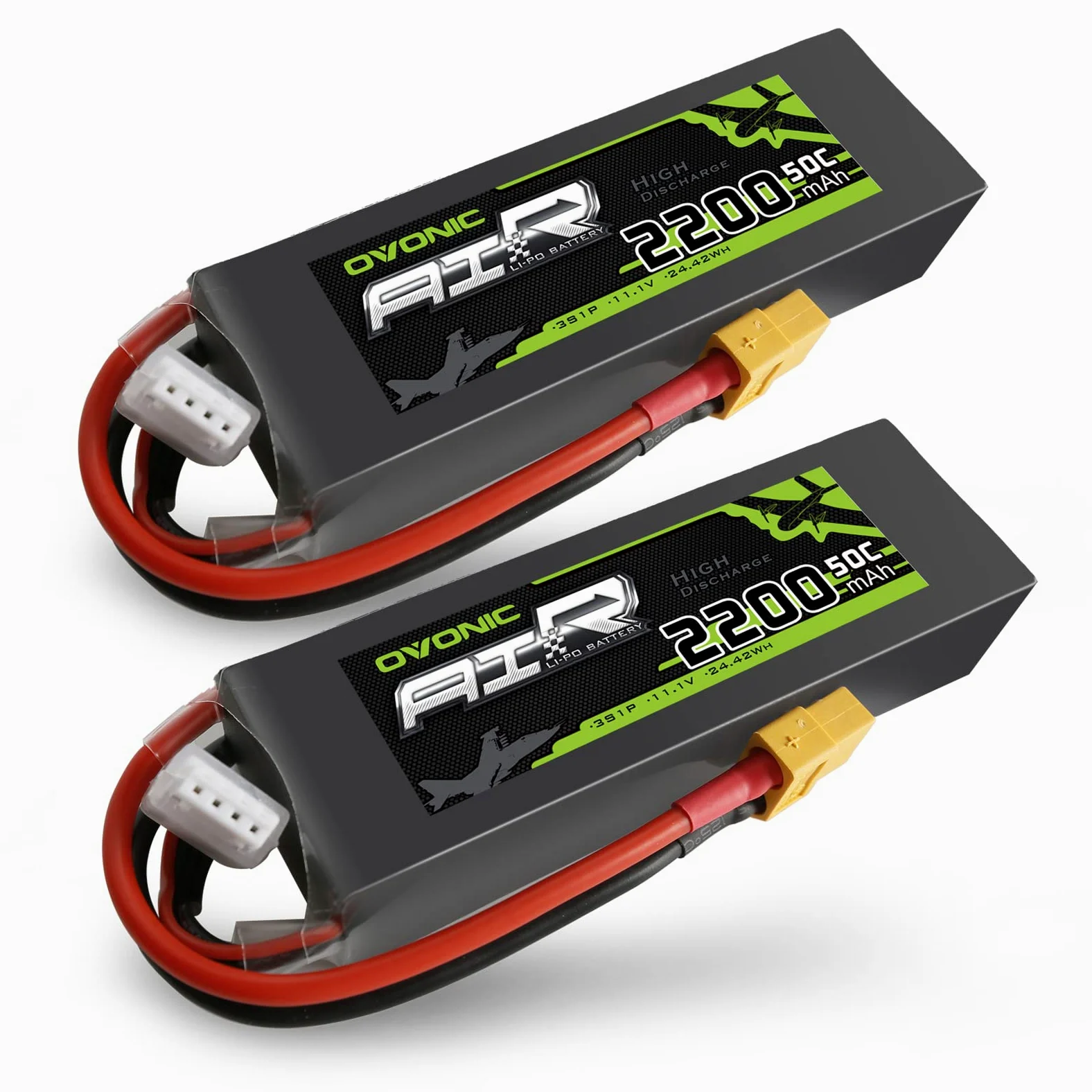 OVONIC 3s Lipo Batteria 11.1V 2200mAh 50C con XT60 per RC Evader BX Auto RC Truck RC Truggy RC Airplane UAV Drone FPV（2pcs）